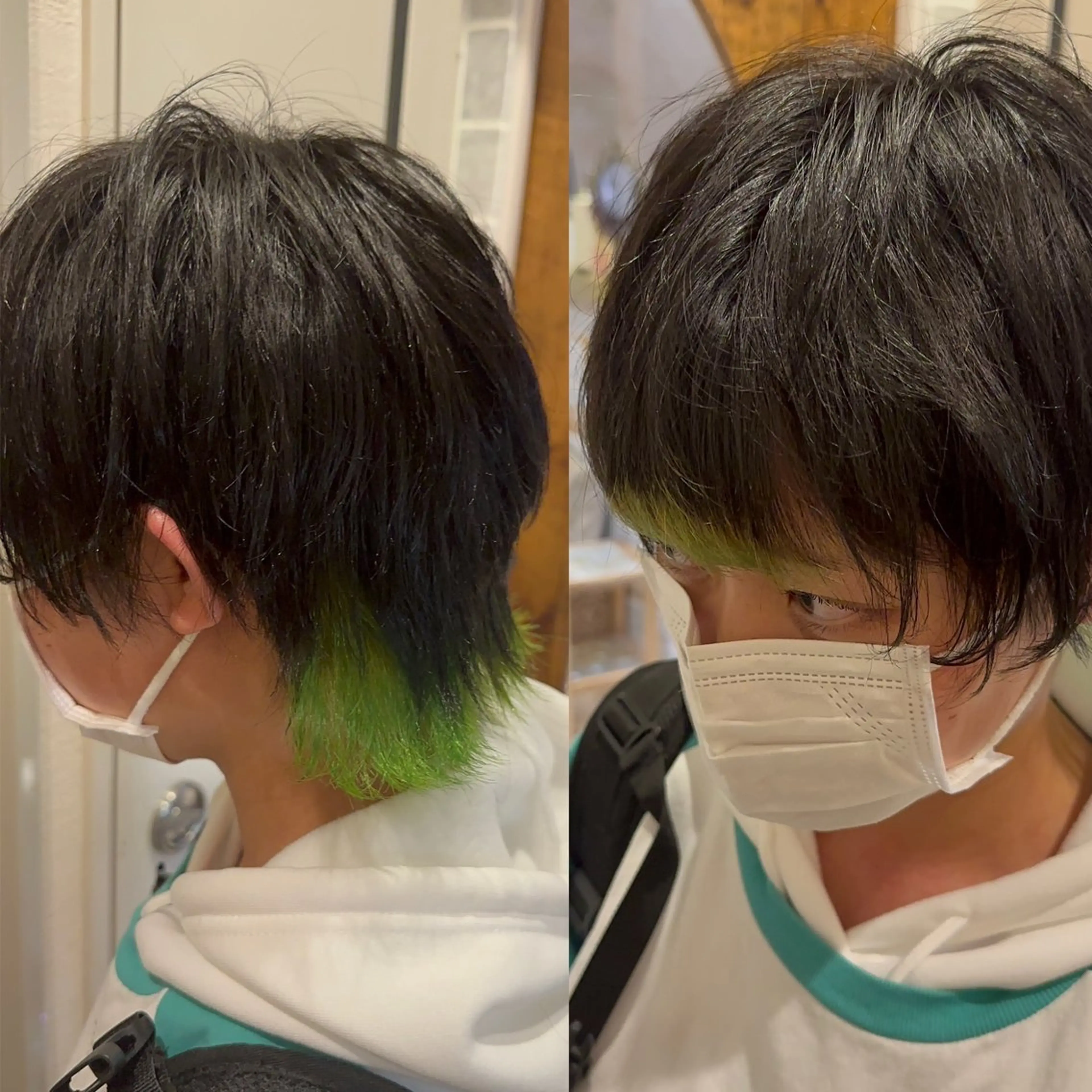 ショート ウルフカット ヘアカラー トリートメント ブリーチなしダブル カラー縮毛矯正　下野のヘアスタイル