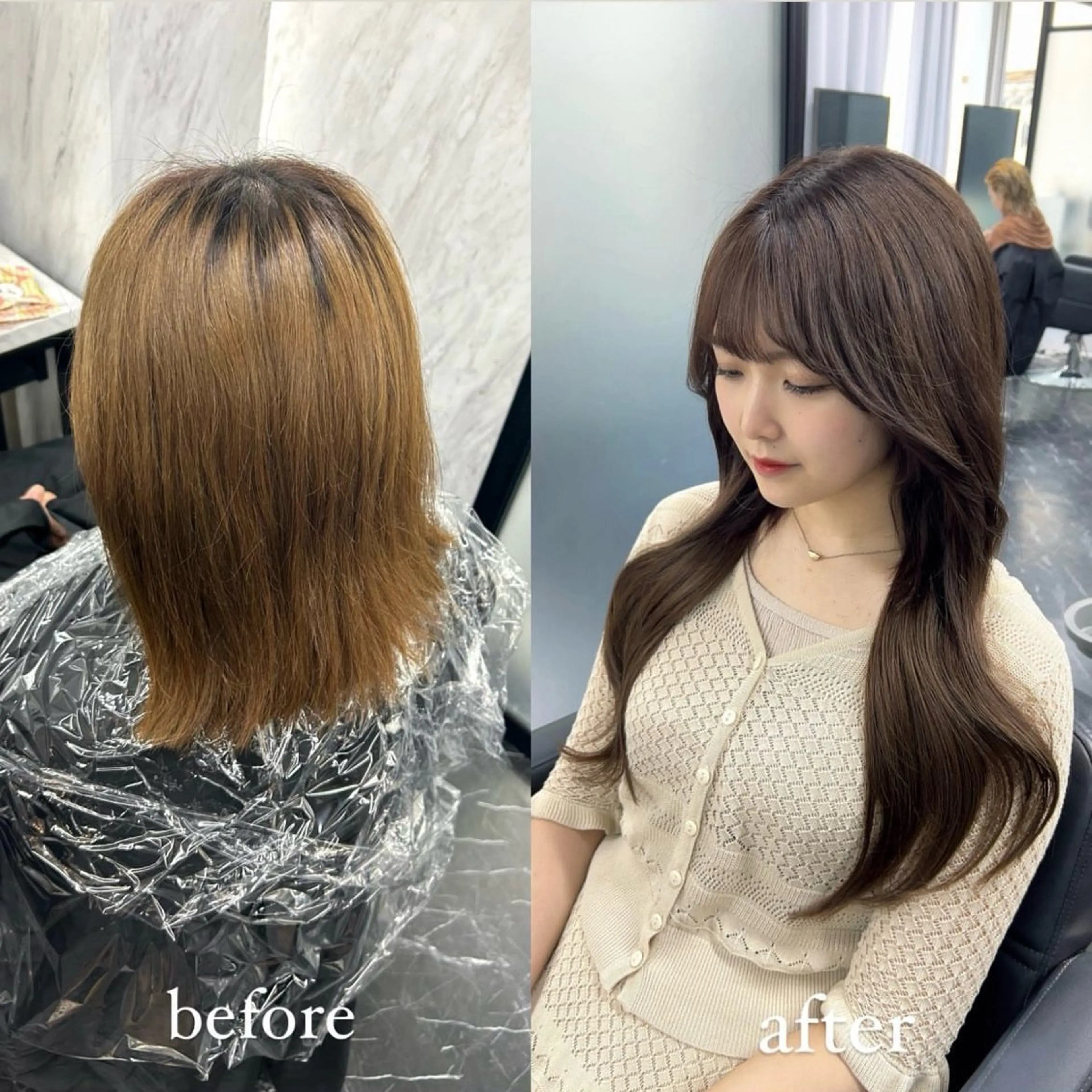 ロング カラー エクステ ヘアカラー エクステ LANDS所属・nanaka 🤍韓国ワンホンヘアのヘアスタイル