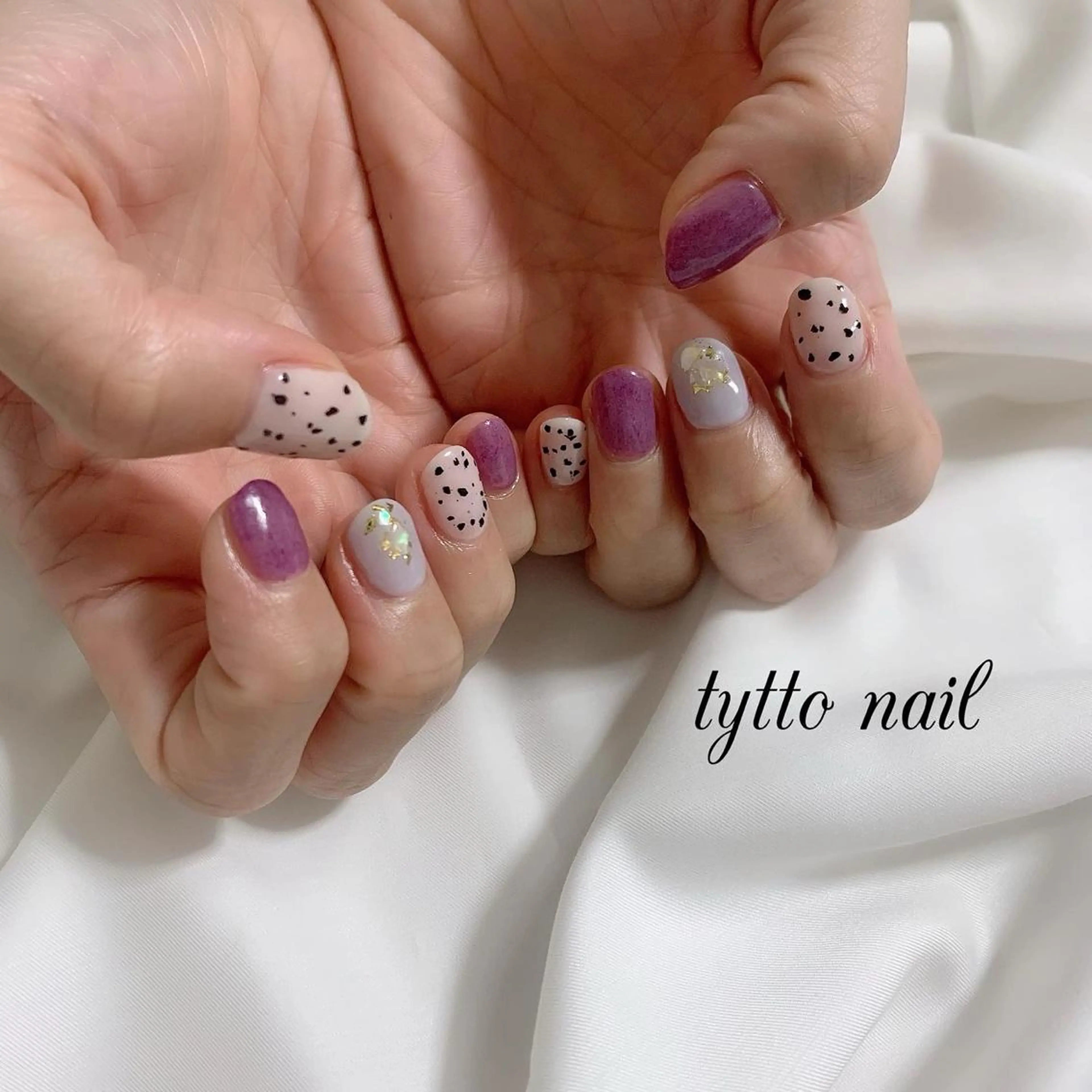ネイル パープル ショートネイル 冬ネイル tytto nail ❤︎‪‪eri‪‪のネイルデザイン