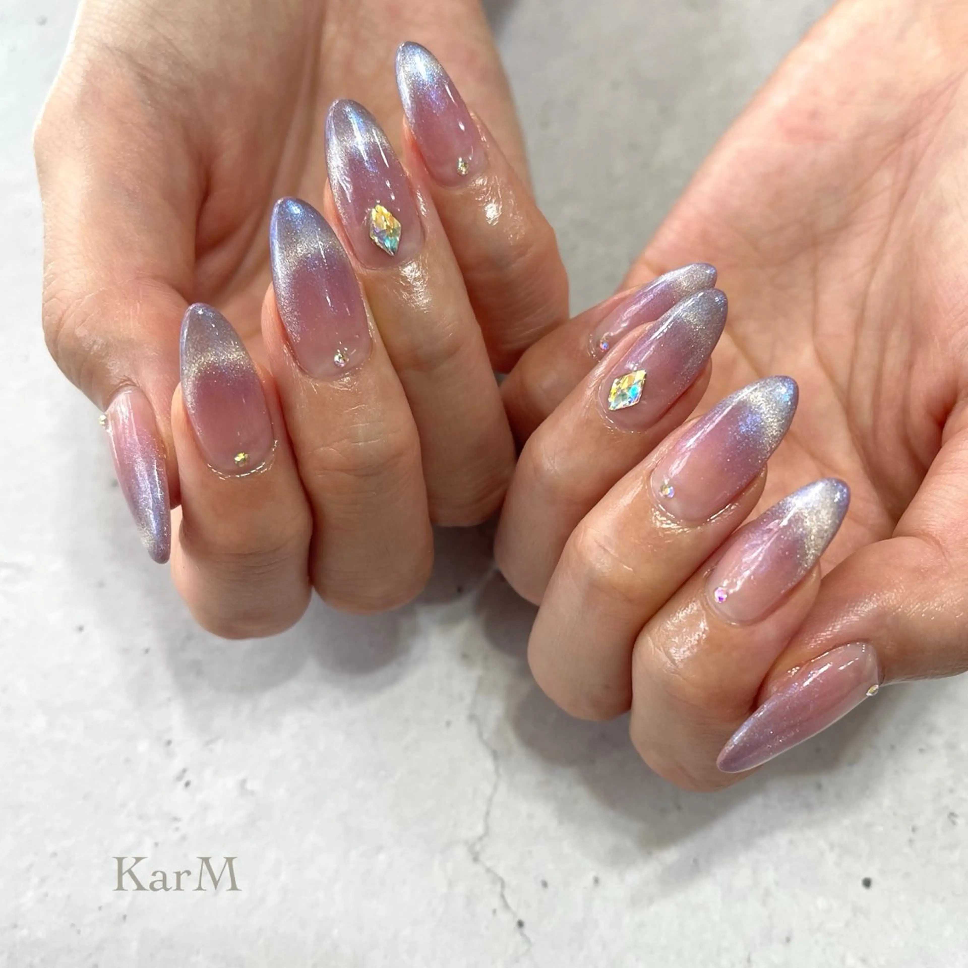 ネイル オーロラネイル チークネイル フットネイル フレンチネイル 韓国ネイル ハンドネイル ogino karinのネイルデザイン