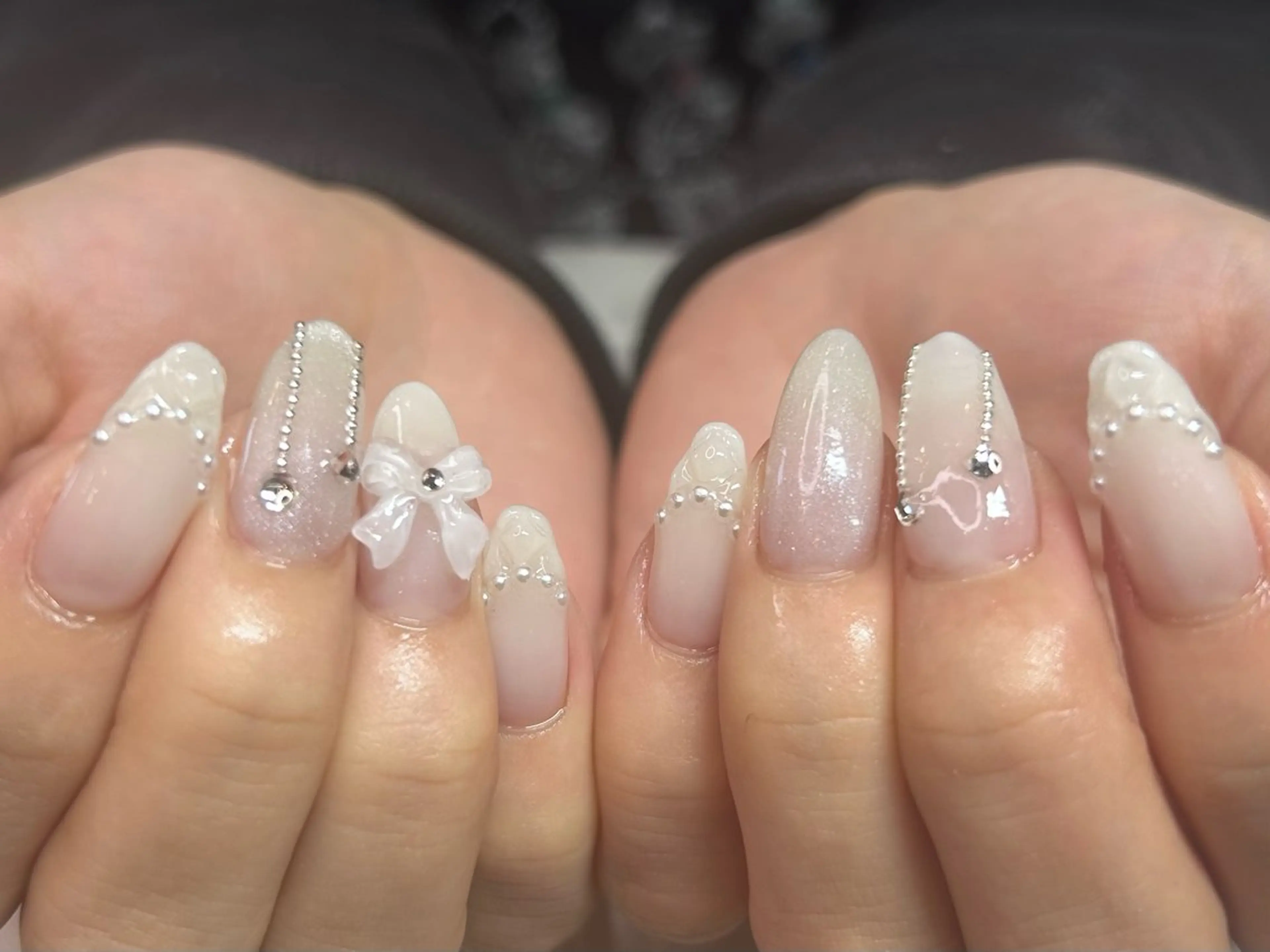 ネイル ホワイト ハンドネイル ステラマリス 上山のネイルデザイン