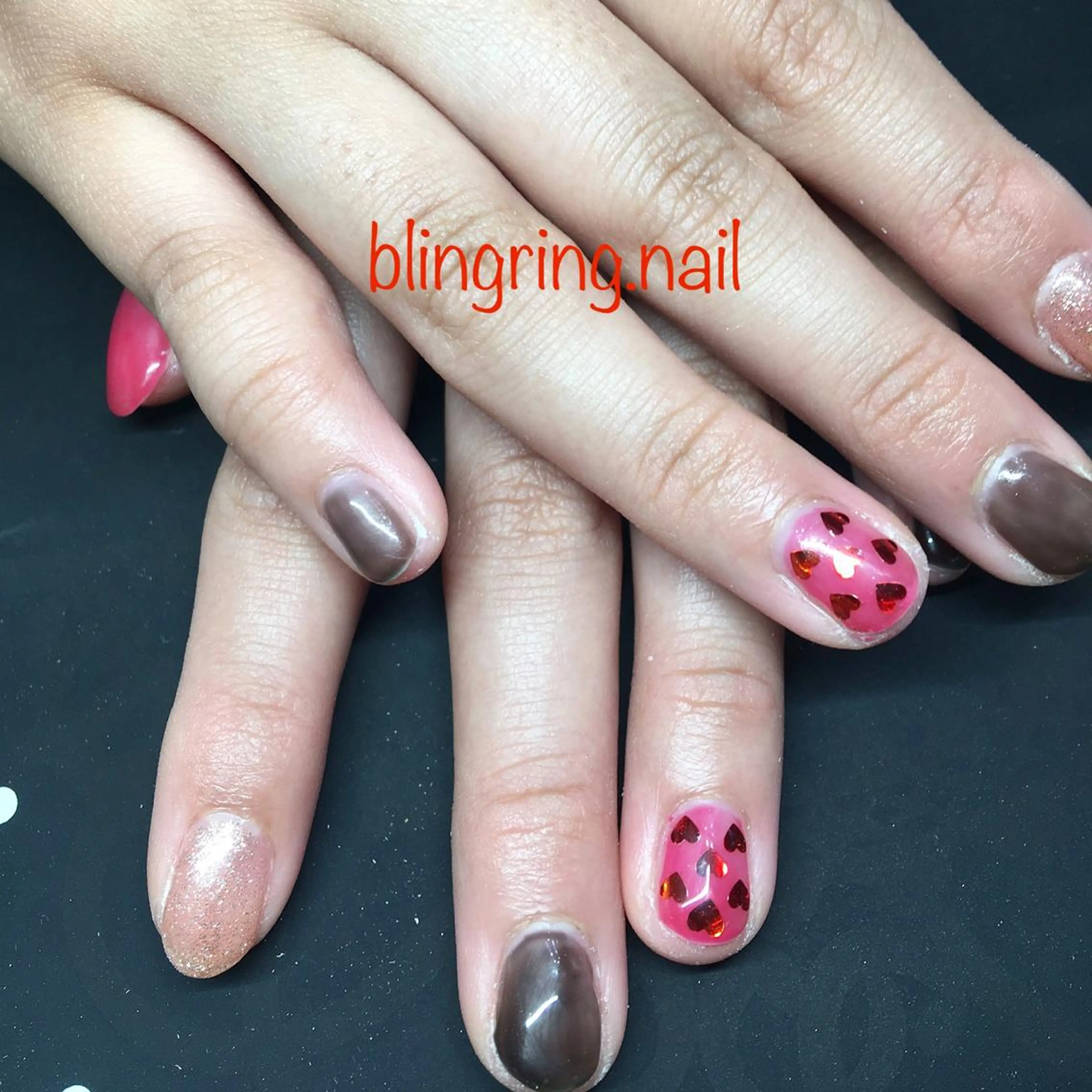 ネイル ハート ハンドネイル 🌈KANÅKO 🌈のネイルデザイン