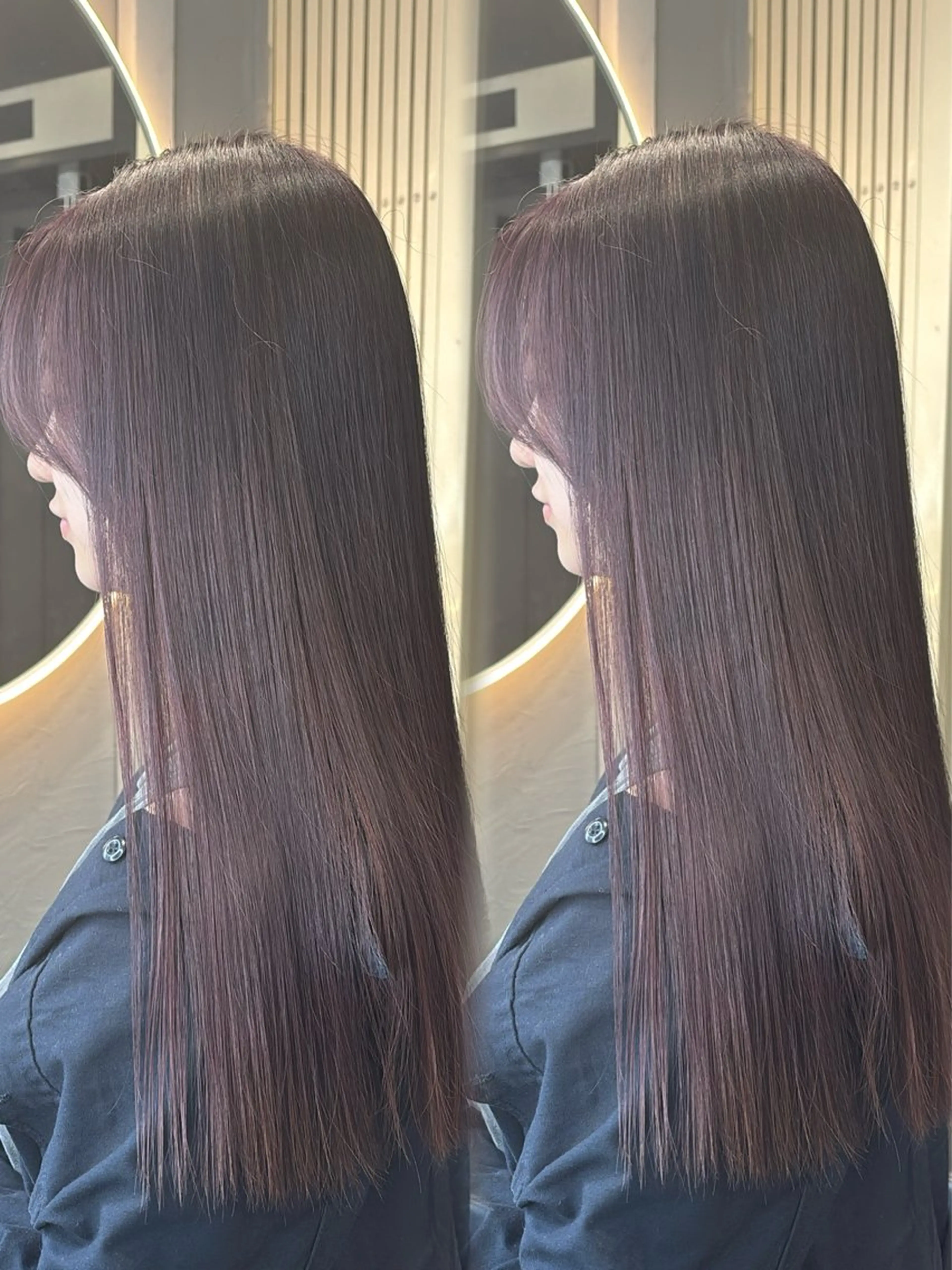 ロング ヘアカラー トリートメント ヘッドスパ ヘアセット 韓国ヘア/ブリーチ無 しWカラー/オリーブのヘアスタイル