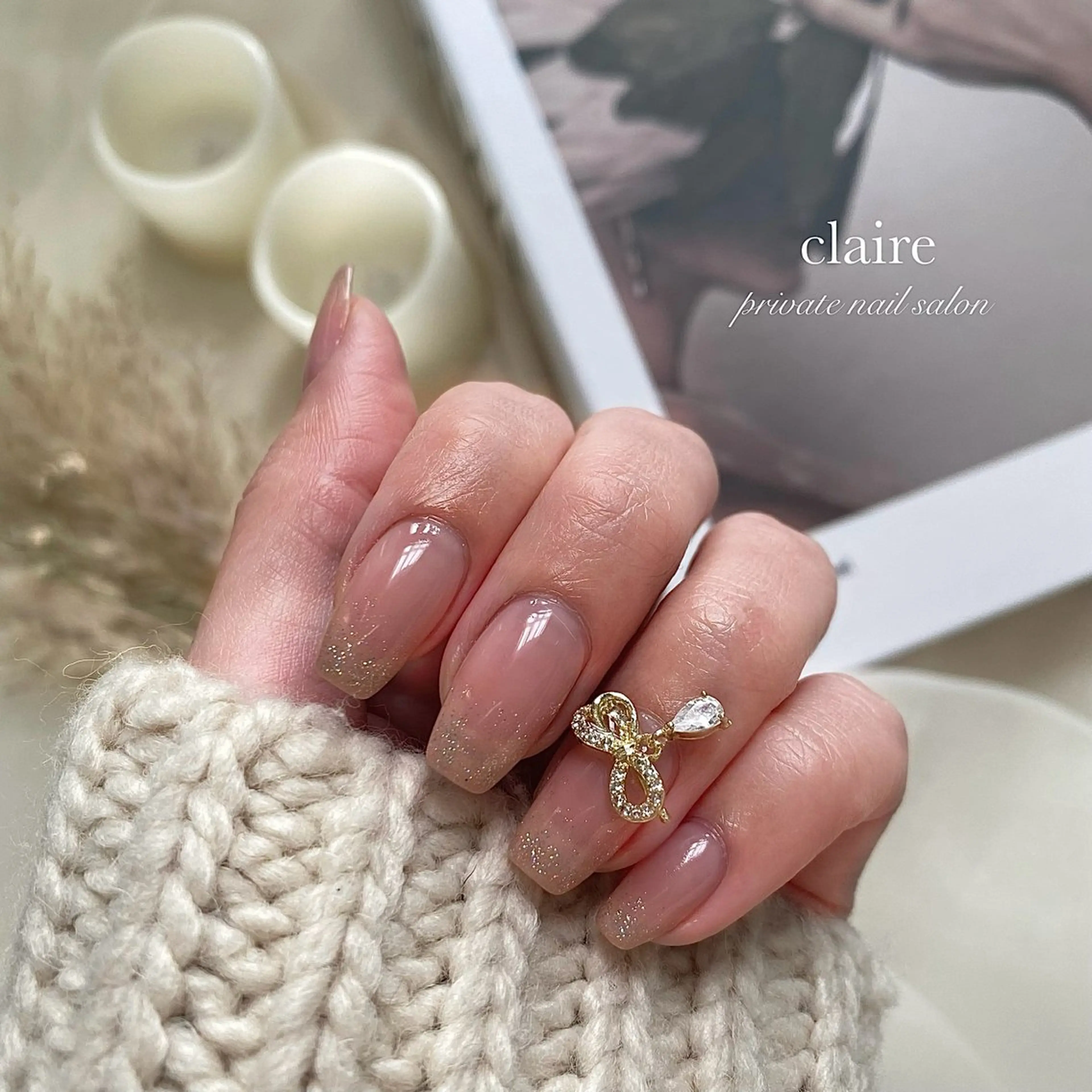 ネイル リボン ハンドネイル claire_ rie.のネイルデザイン