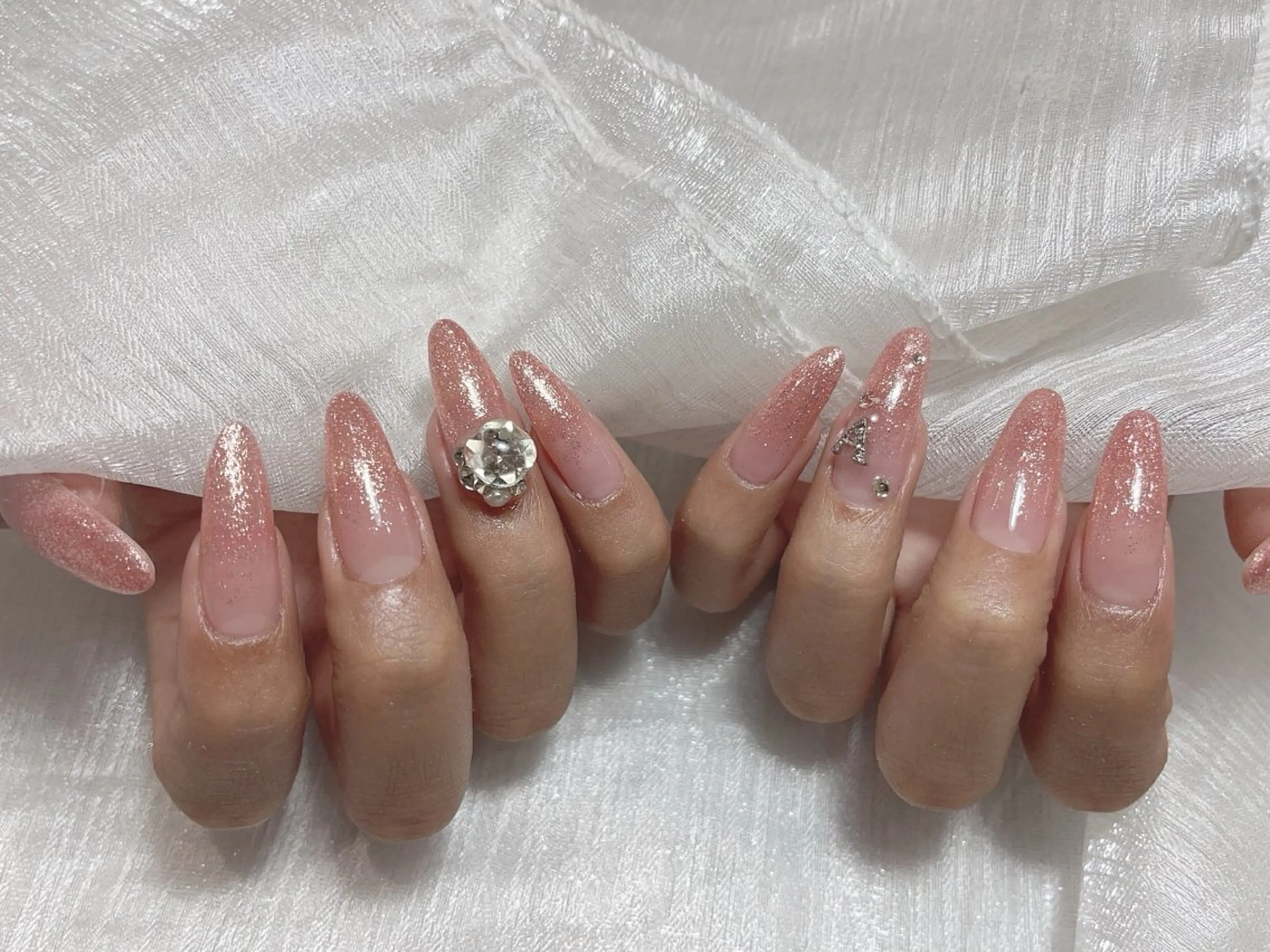 ネイル アートネイル フラッシュネイル フレンチネイル ガラスフレンチ グラデーション M2beauty Renaのネイルデザイン