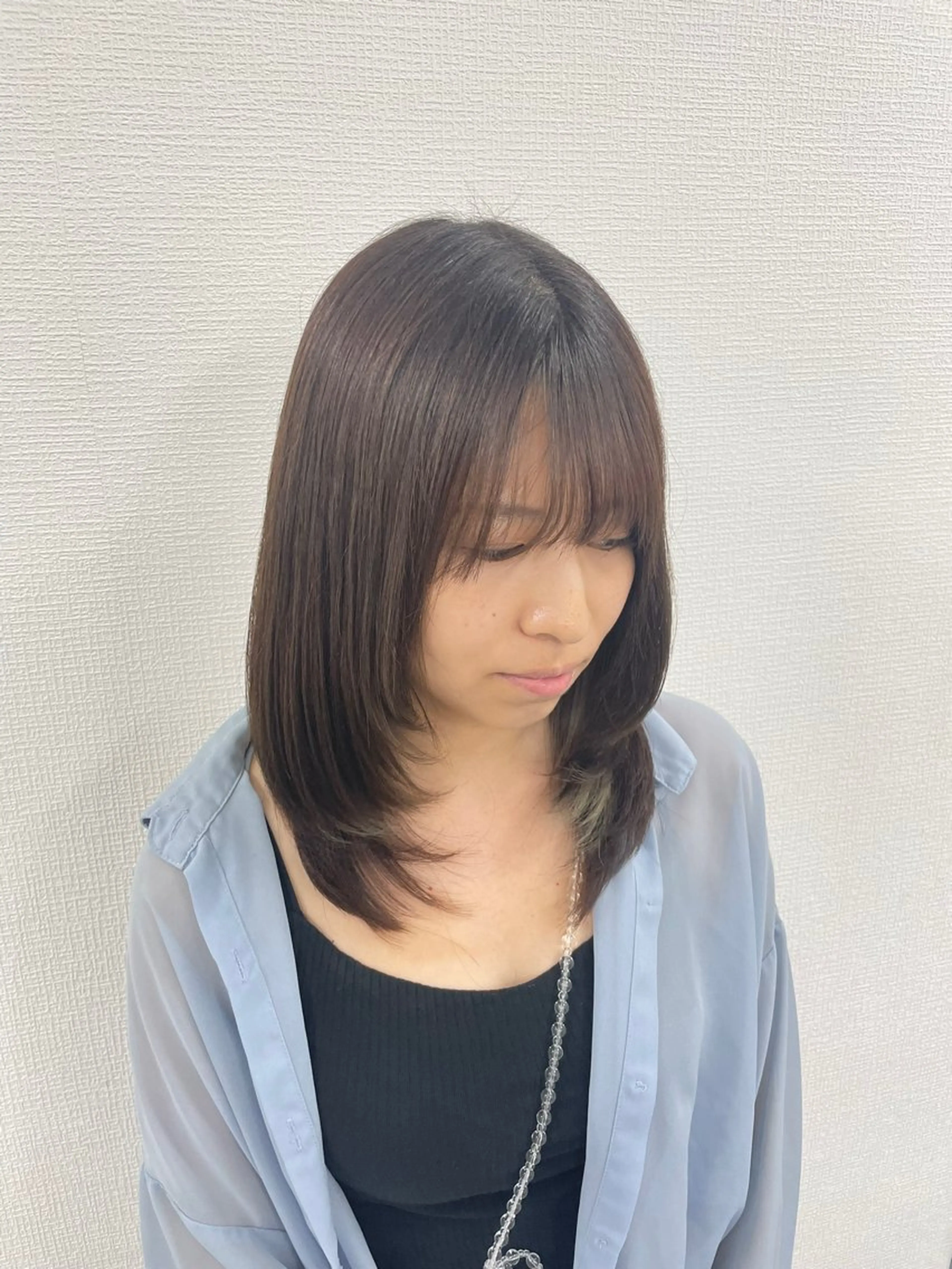 セミロング 顔周りカット レイヤーカット 中韓レイヤー/ ブラウン🤎はやとのヘアスタイル