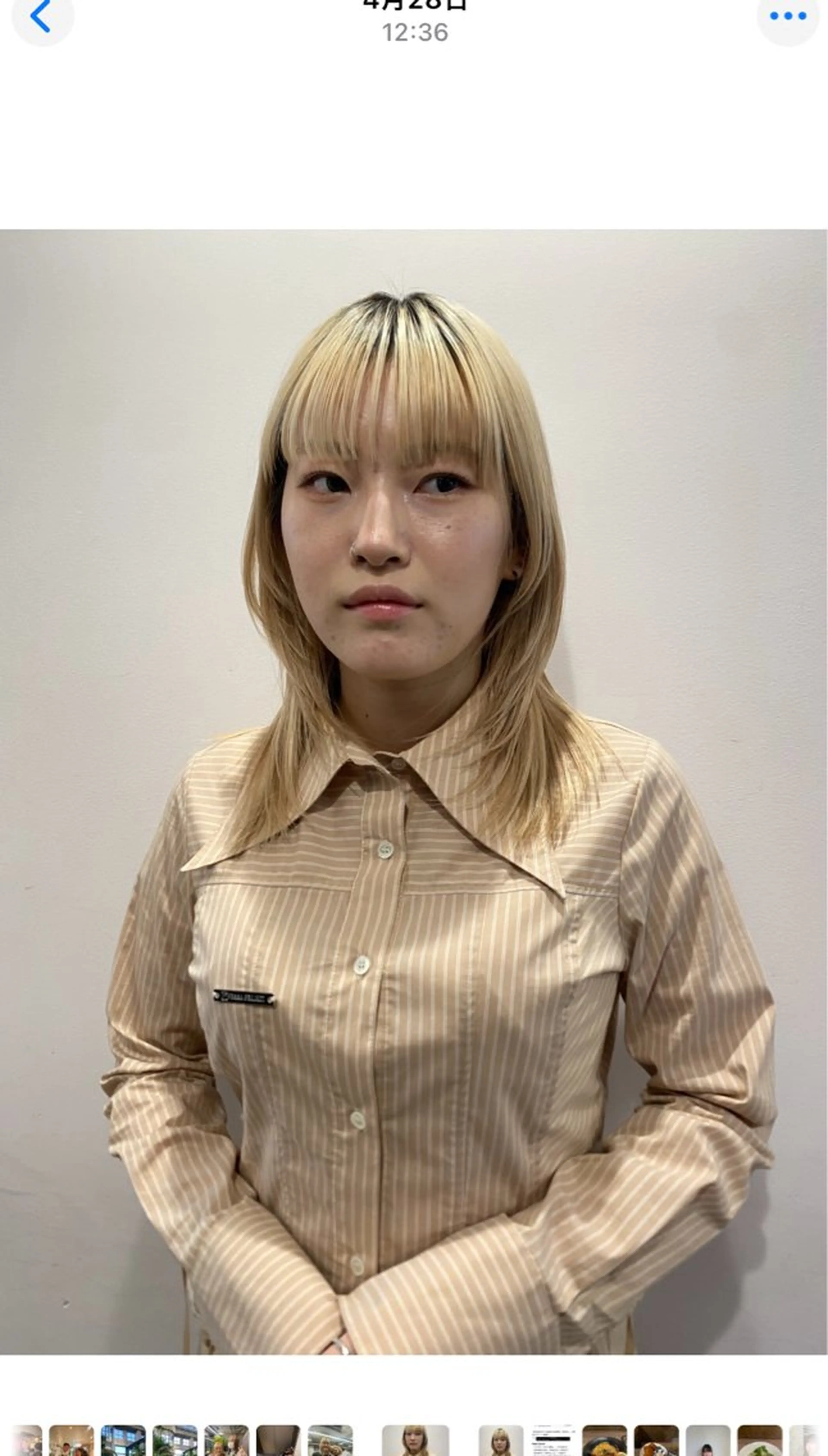 セミロング カット ヘアカラー トリートメント 暖色カラー/オリーブ /ミニボブ/白柳美空のヘアスタイル