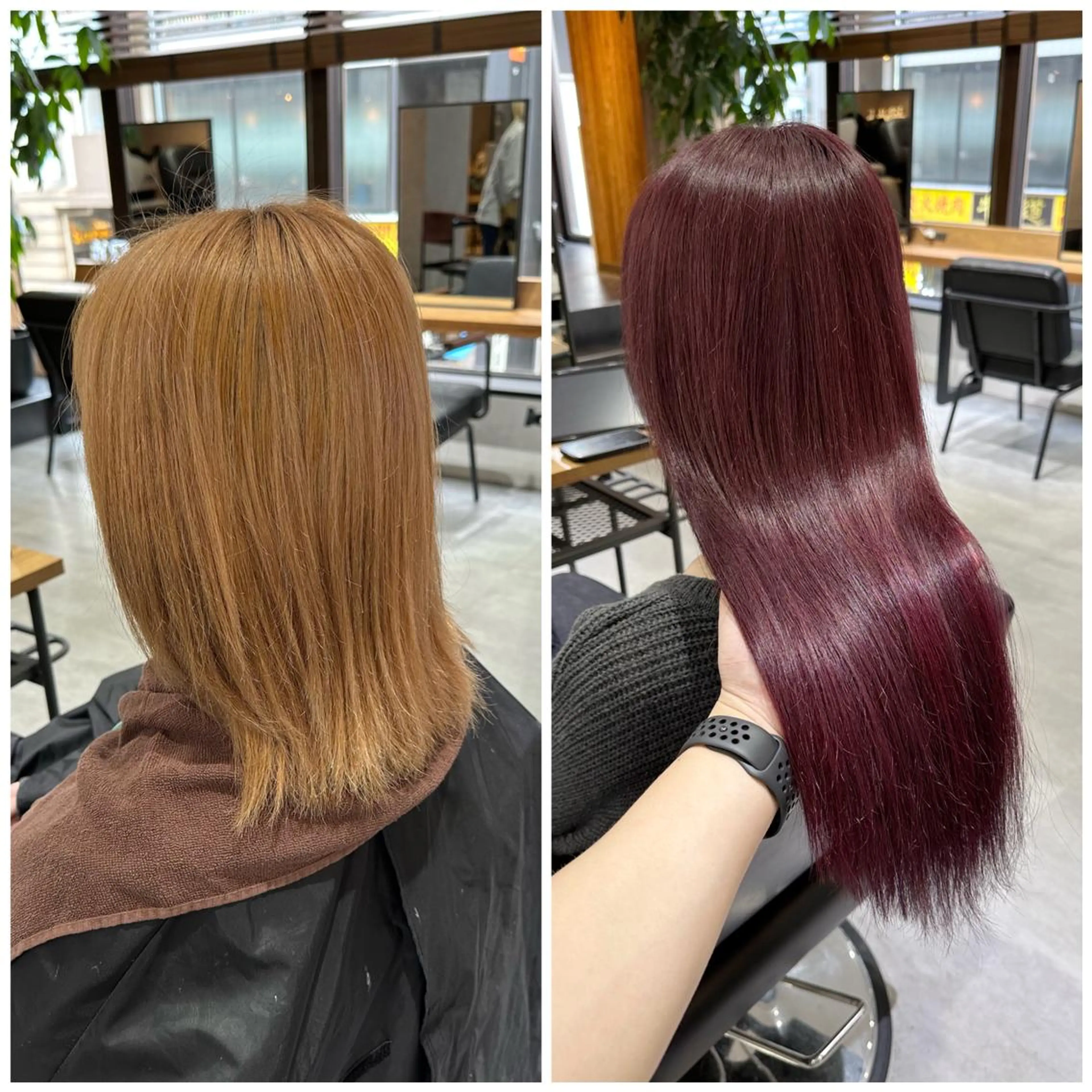 セミロング カラー ボルドーカラー レッドカラー バイオレットカラー エクステ KEISUKE/ 艶カラー🧡エクステのヘアスタイル