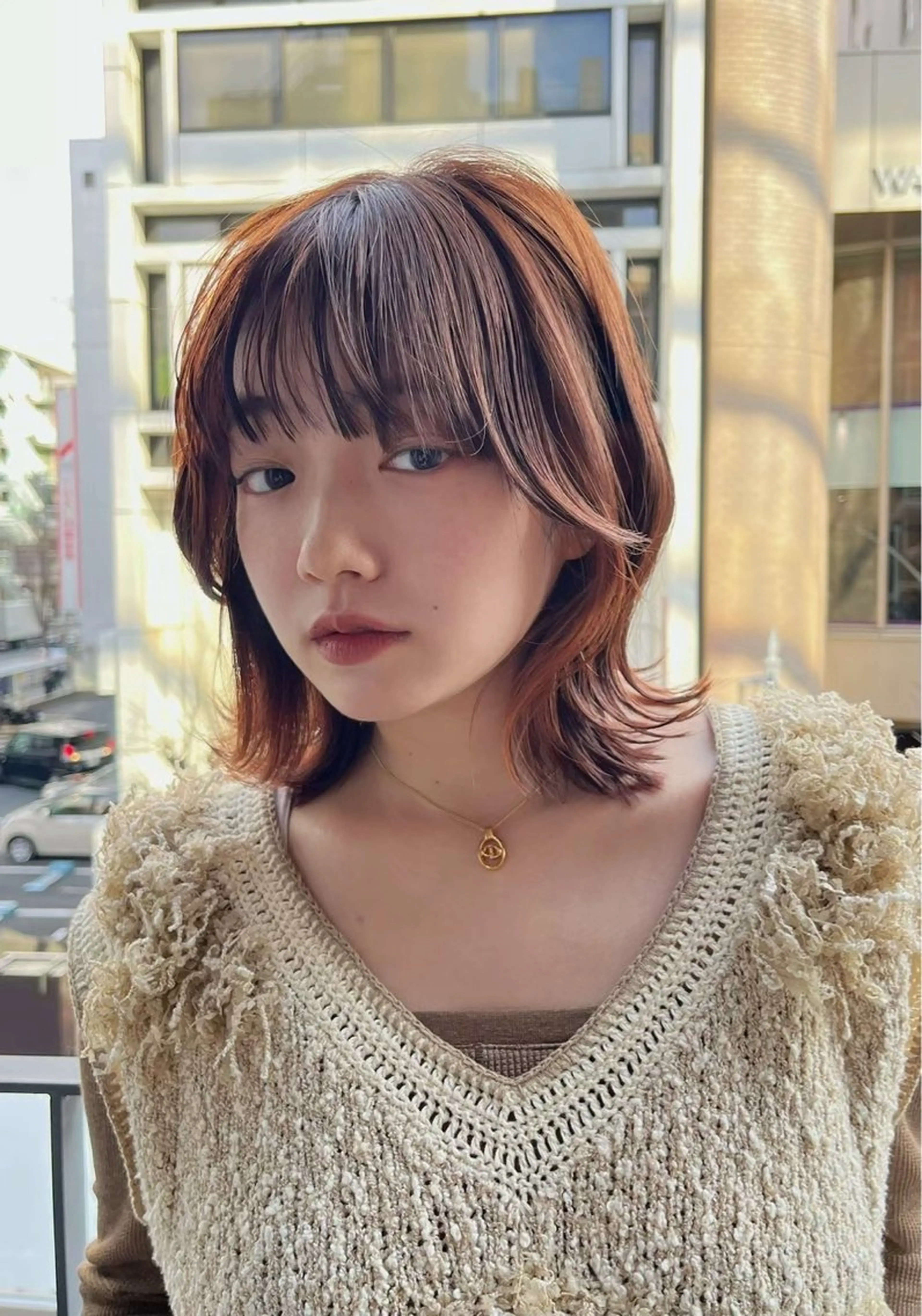 カラー レイヤー/暖色カラー /パーマ/落合 歩夢のヘアスタイル