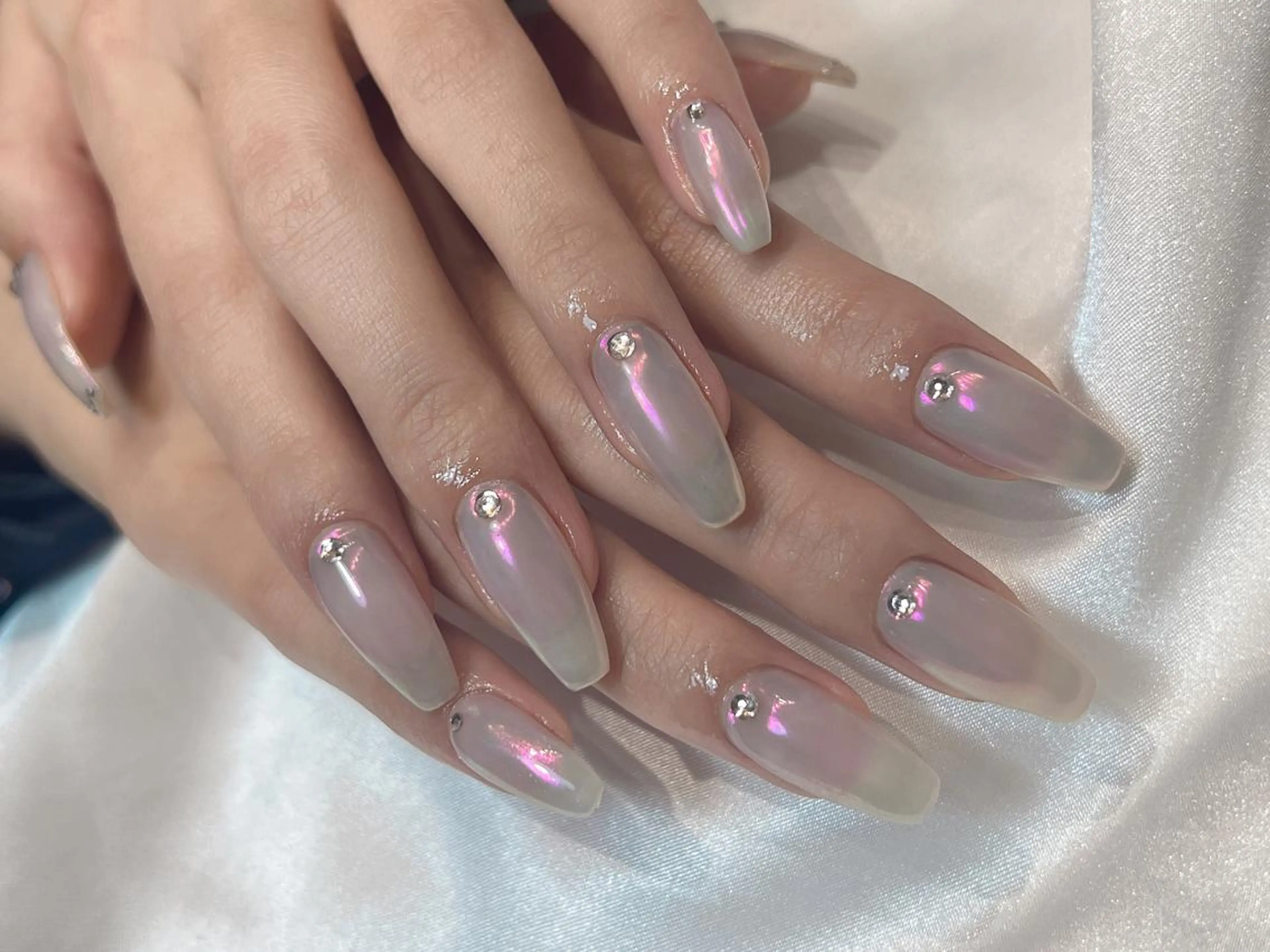 ネイル ミラーネイル ピンク ハンドネイル bijou nails所属・bijou nails　蓮のネイルデザイン