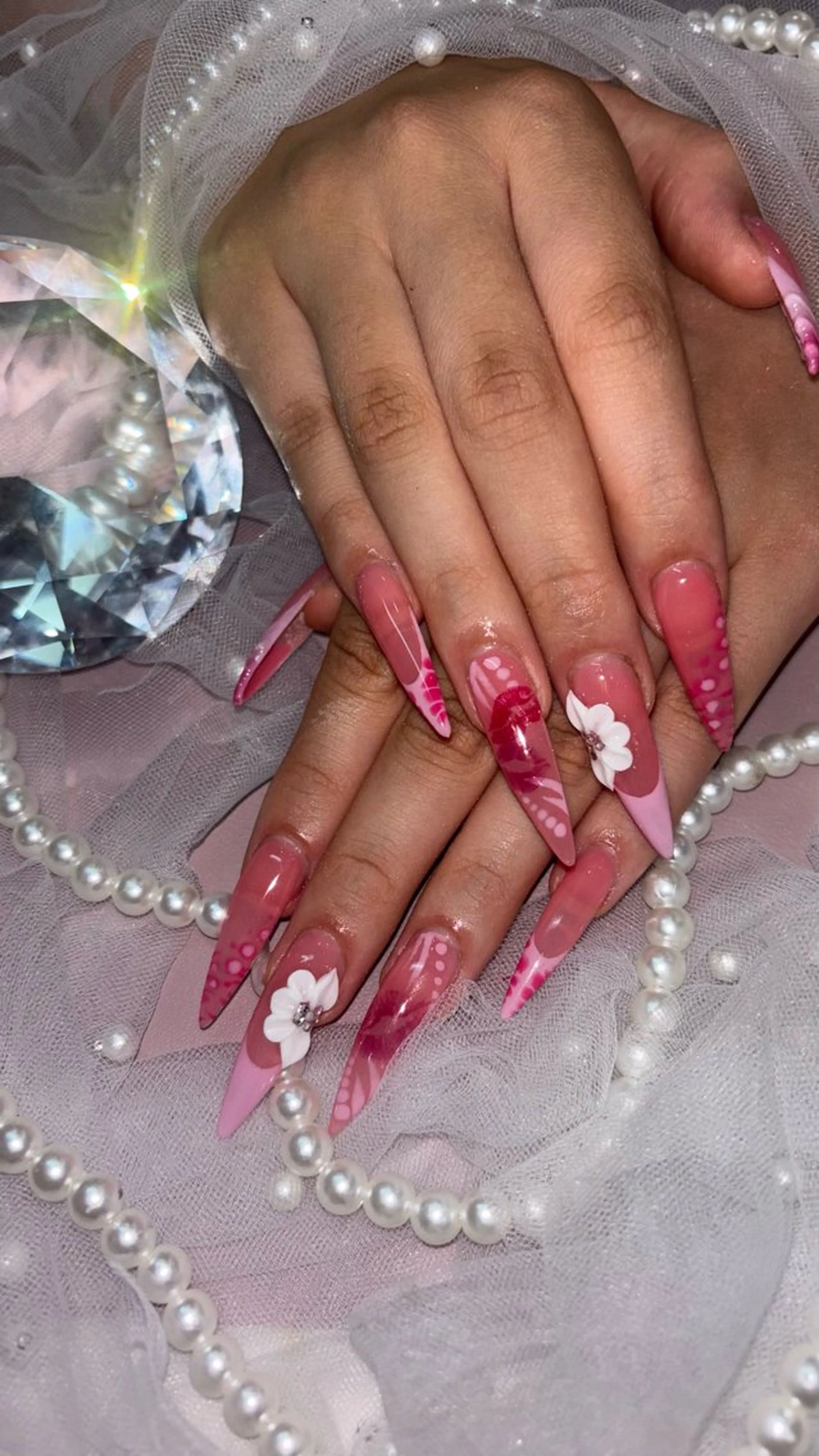 ネイル ロングネイル スカルプネイル 夏ネイル ハンドネイル icy nail れいあのネイルデザイン