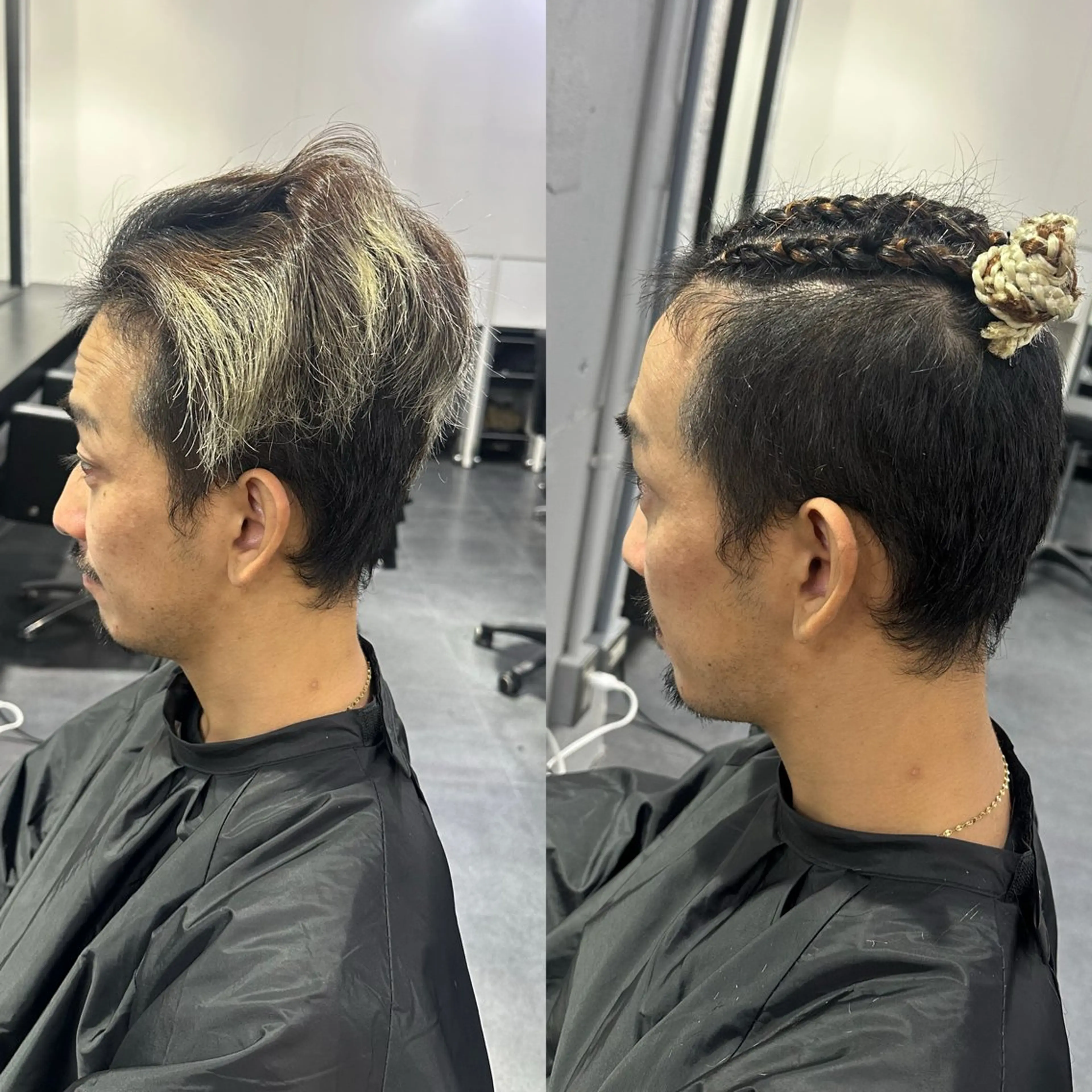 ショート ヘアアレンジ メンズ お団子ヘア エクステ haco+所属・🌈派手髪エクステ ブレイズ🌈ひろとのヘアスタイル