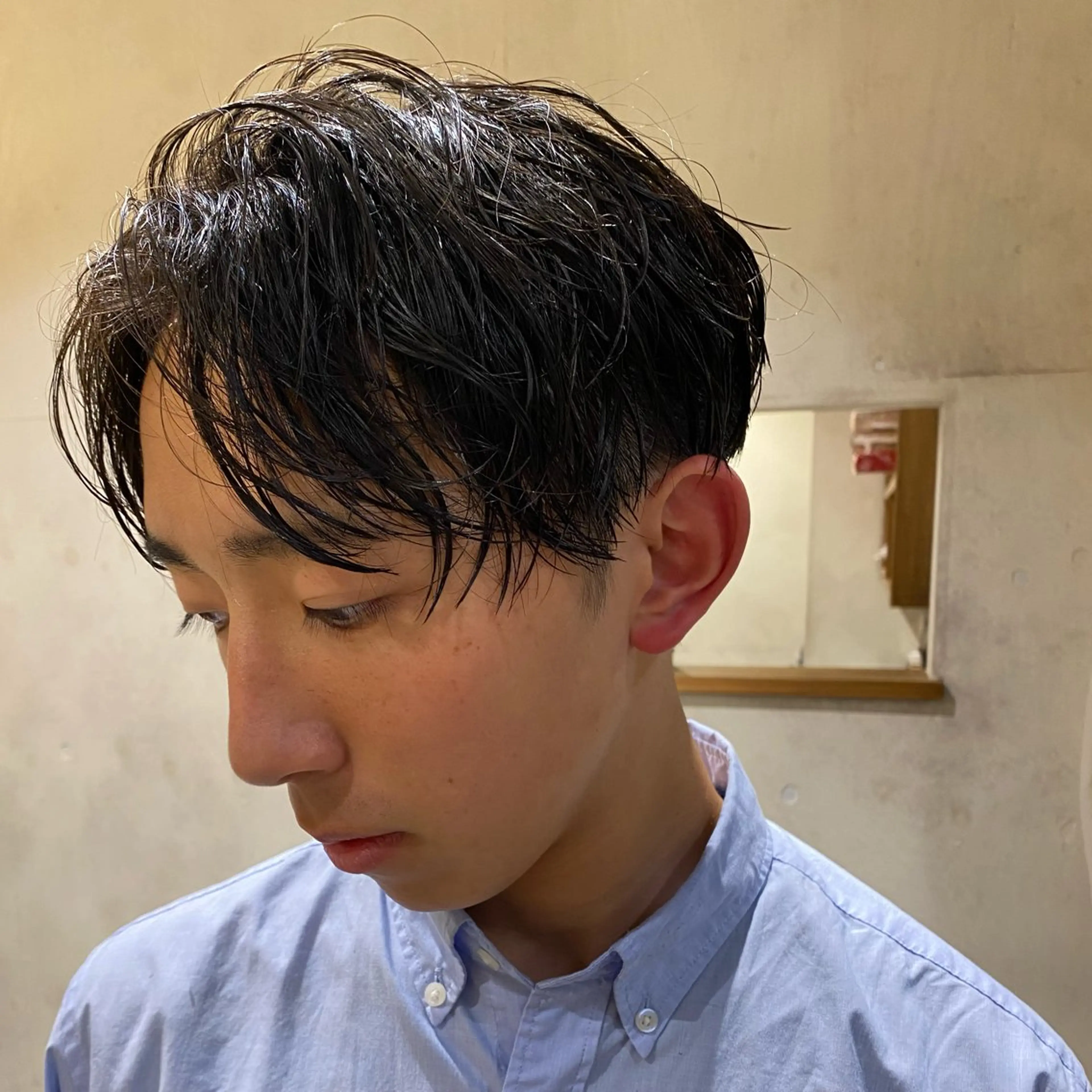 ショート パーマ メンズ 透明感カラー🌿 ｛door｝髙橋輝のヘアスタイル