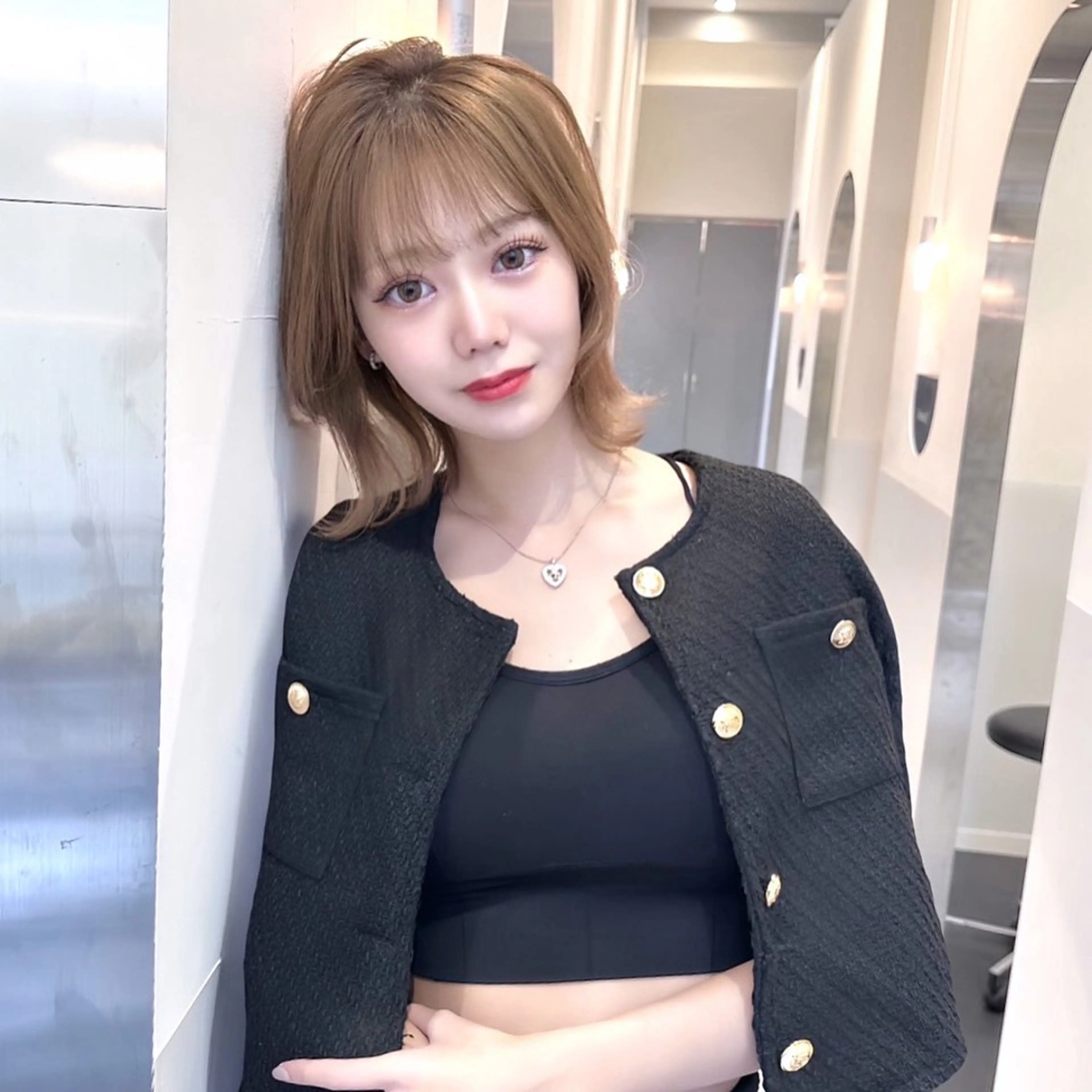 ミディアム カラー ヘアカラー トリートメント ヘアセット IVE所属・ブリーチなし🤍 渋谷／原島杏奈のヘアスタイル