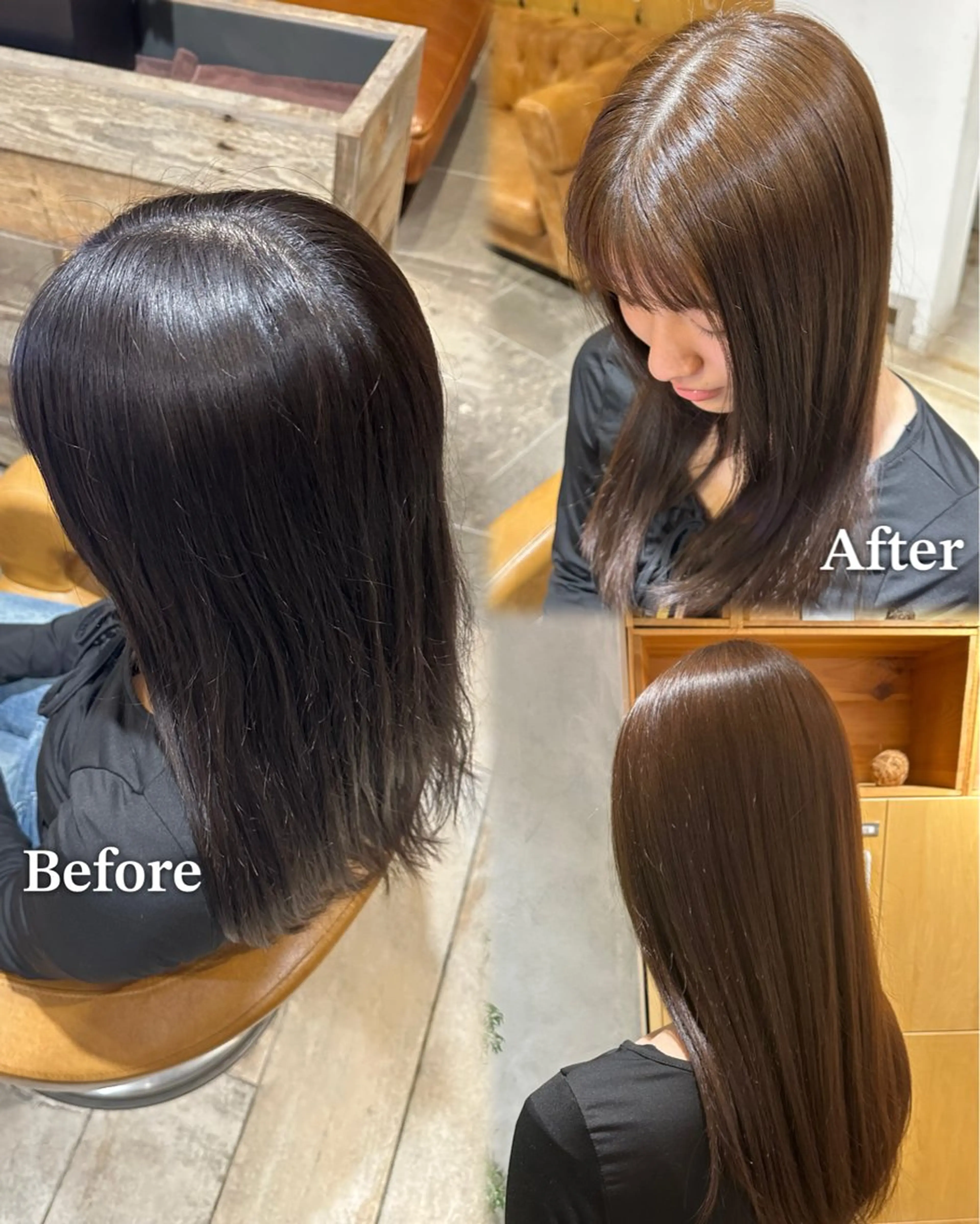 セミロング カラー 艶髪カラー/透明感 美髪/白髪/ﾑﾅｶﾀのヘアスタイル