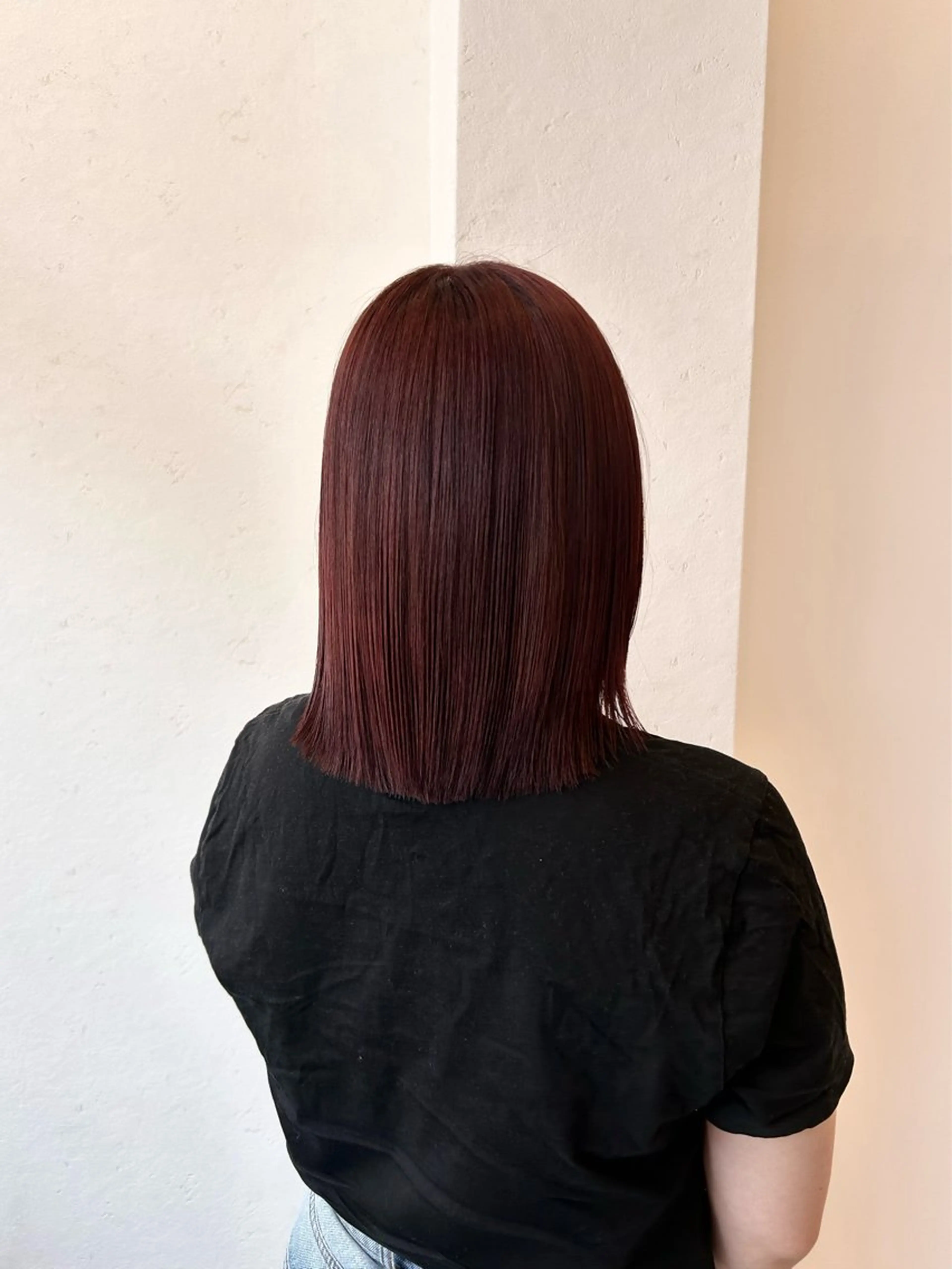 ミディアム レッドブラウン yuu 練習モデル募集のヘアスタイル