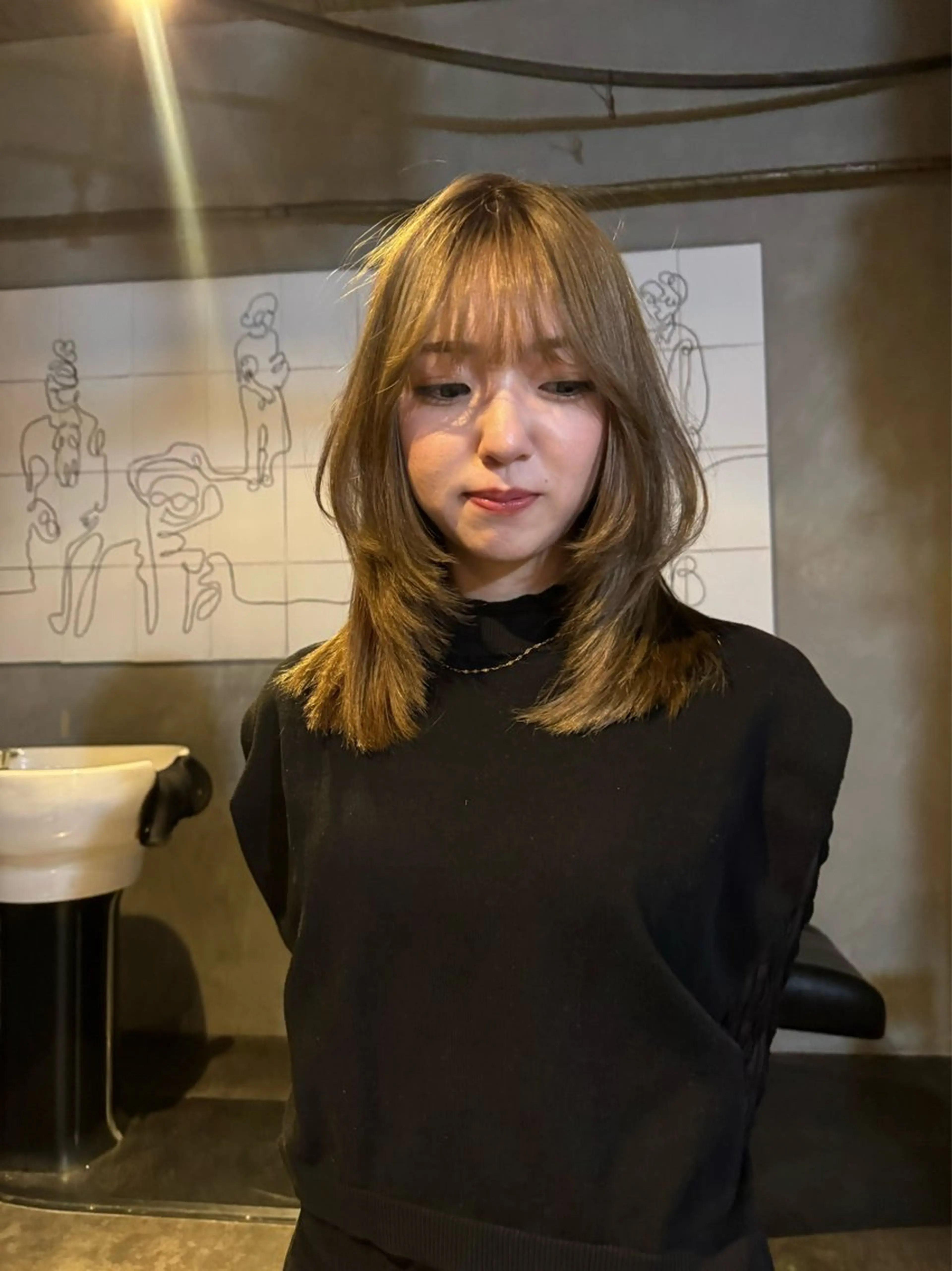 ミディアム カラー カット ヘアカラー クキノケイカ /暖色カラーのヘアスタイル