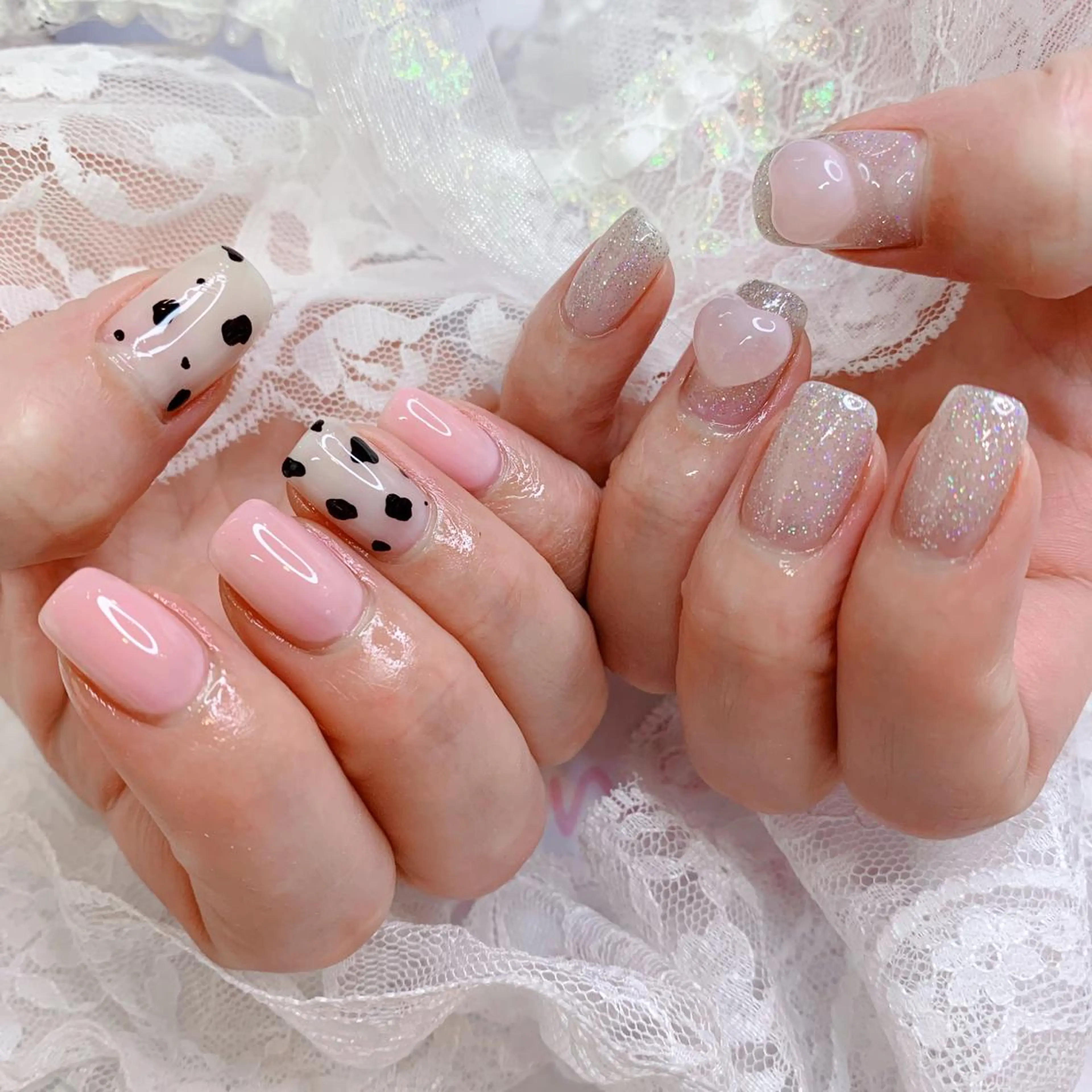 ネイル ハート ハンドネイル La neige* yuki 🥯🍑のネイルデザイン