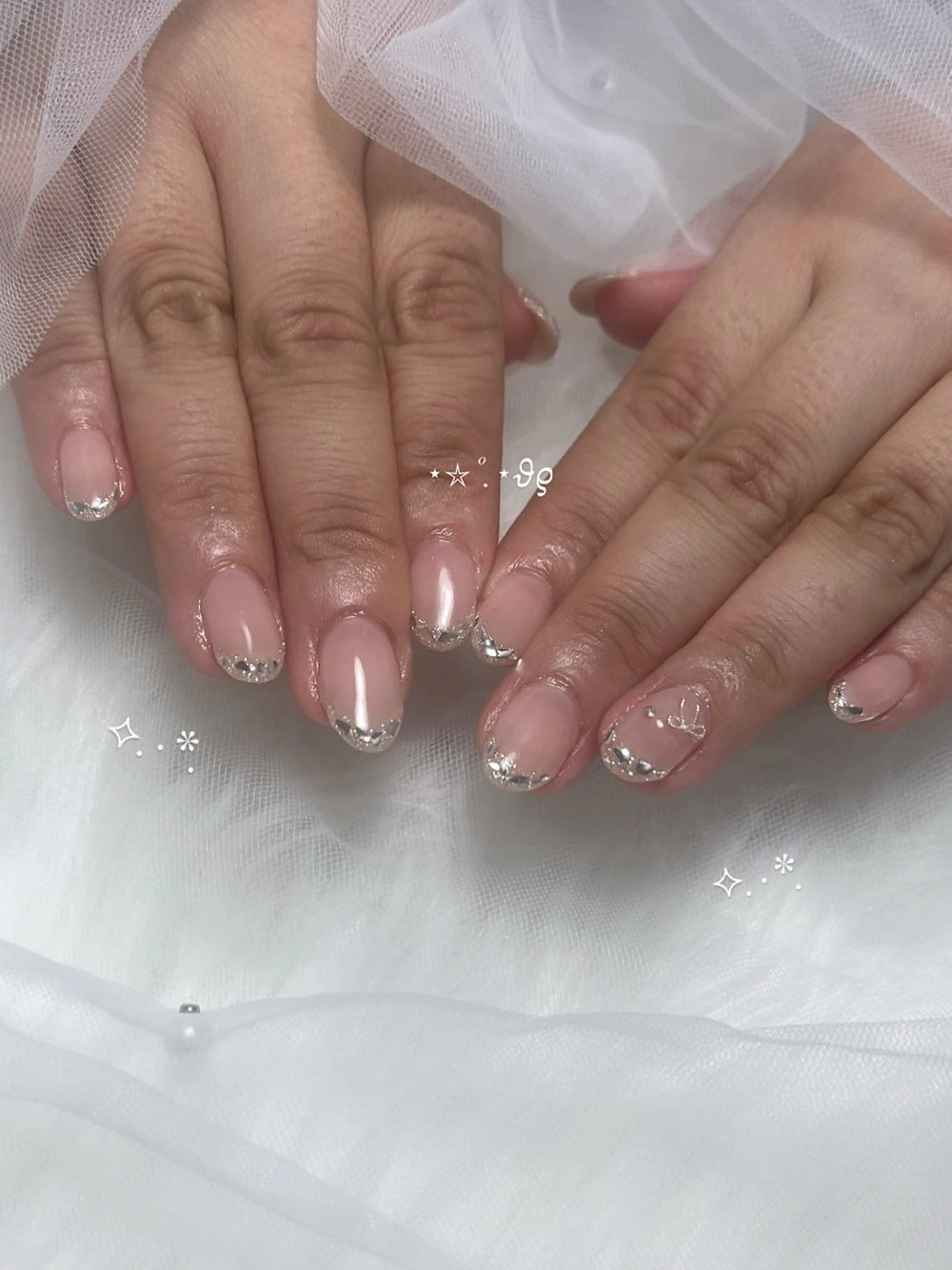 ネイル フレンチネイル ガラスフレンチ ハンドネイル Re: Mireのネイルデザイン