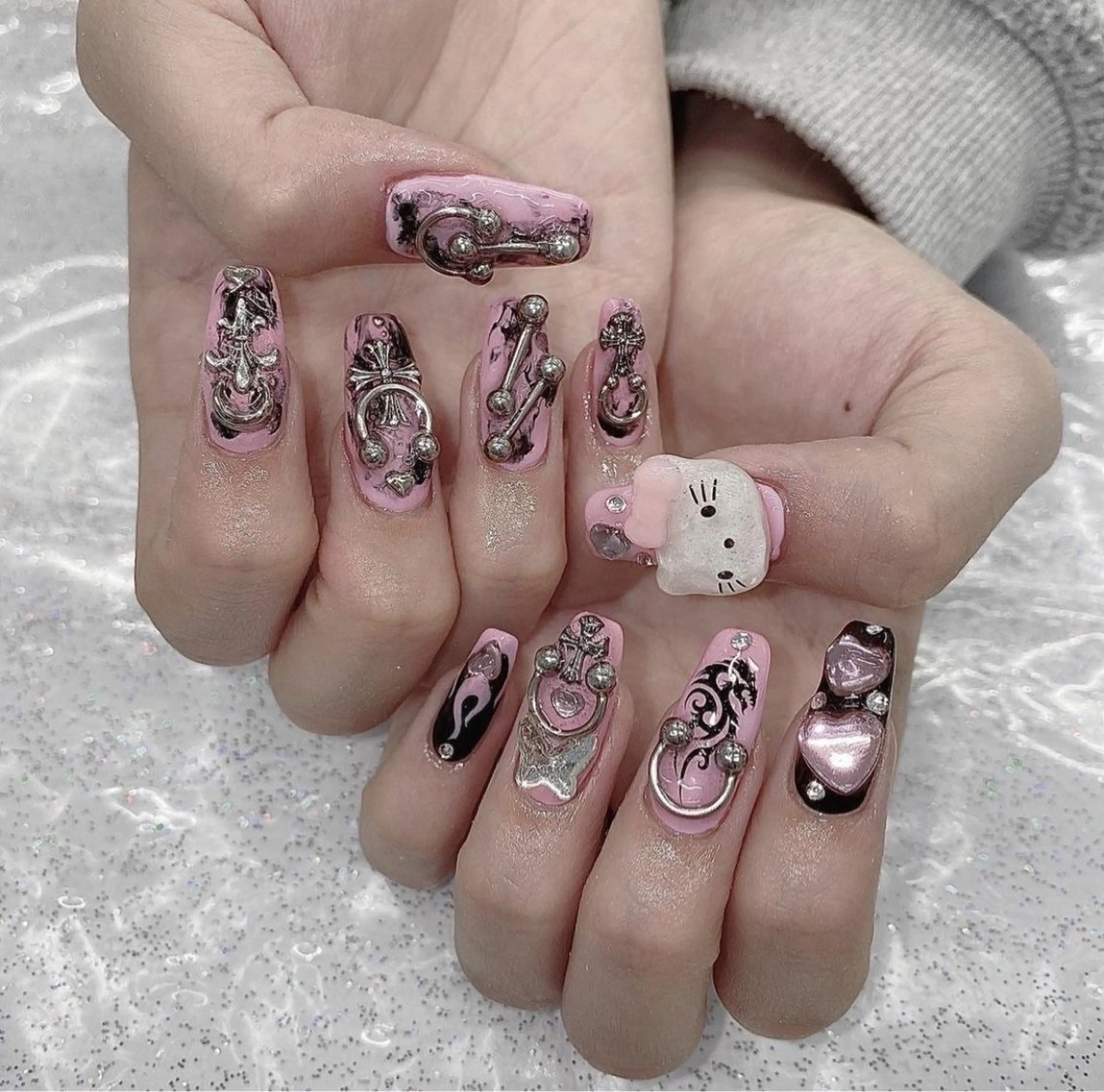 ネイル 長さ出し ハロウィン マグネットネイル ミラーネイル ネイルチップ Lee Nails チップ長さだし専門店のネイルデザイン