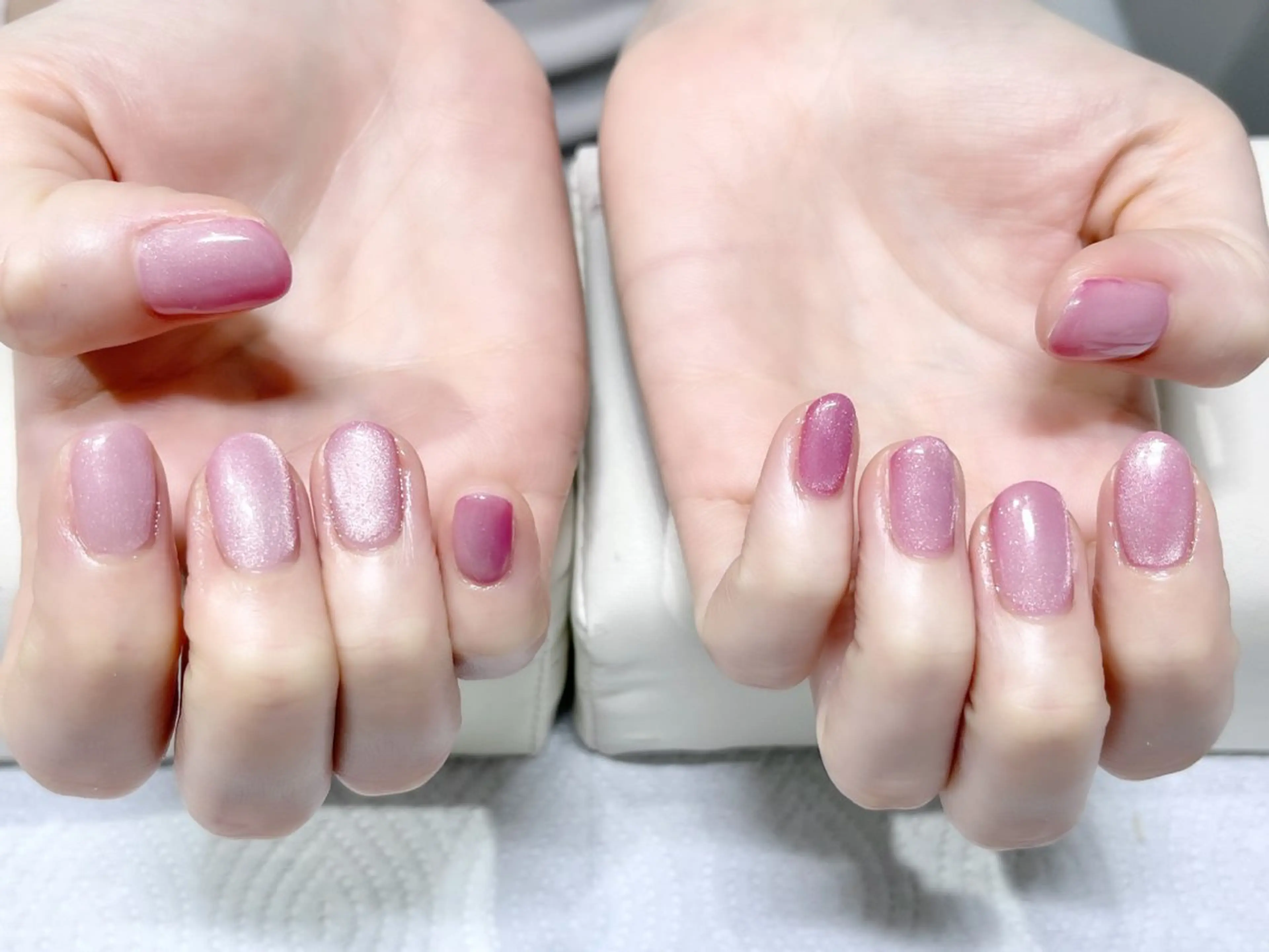 ネイル マグネットネイル マグネットワンカラー ワンカラーネイル ピンク ハンドネイル Belle Fleuve ASUのネイルデザイン