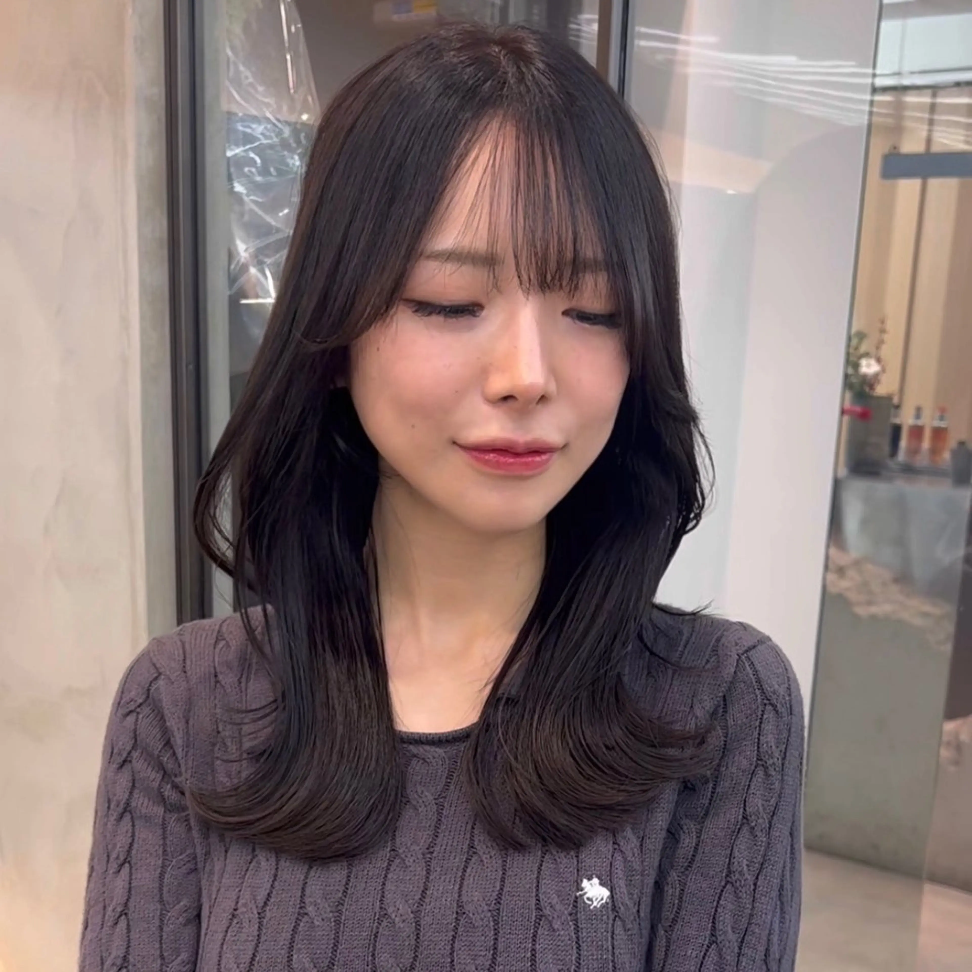 ミディアム カラー 透明感カラー くびれヘア 顔まわりレイヤー 髪質改善 韓国風ヘア カット ヘアカラー メンズ/韓国レイヤー /縮毛矯正/📍爽太のヘアスタイル