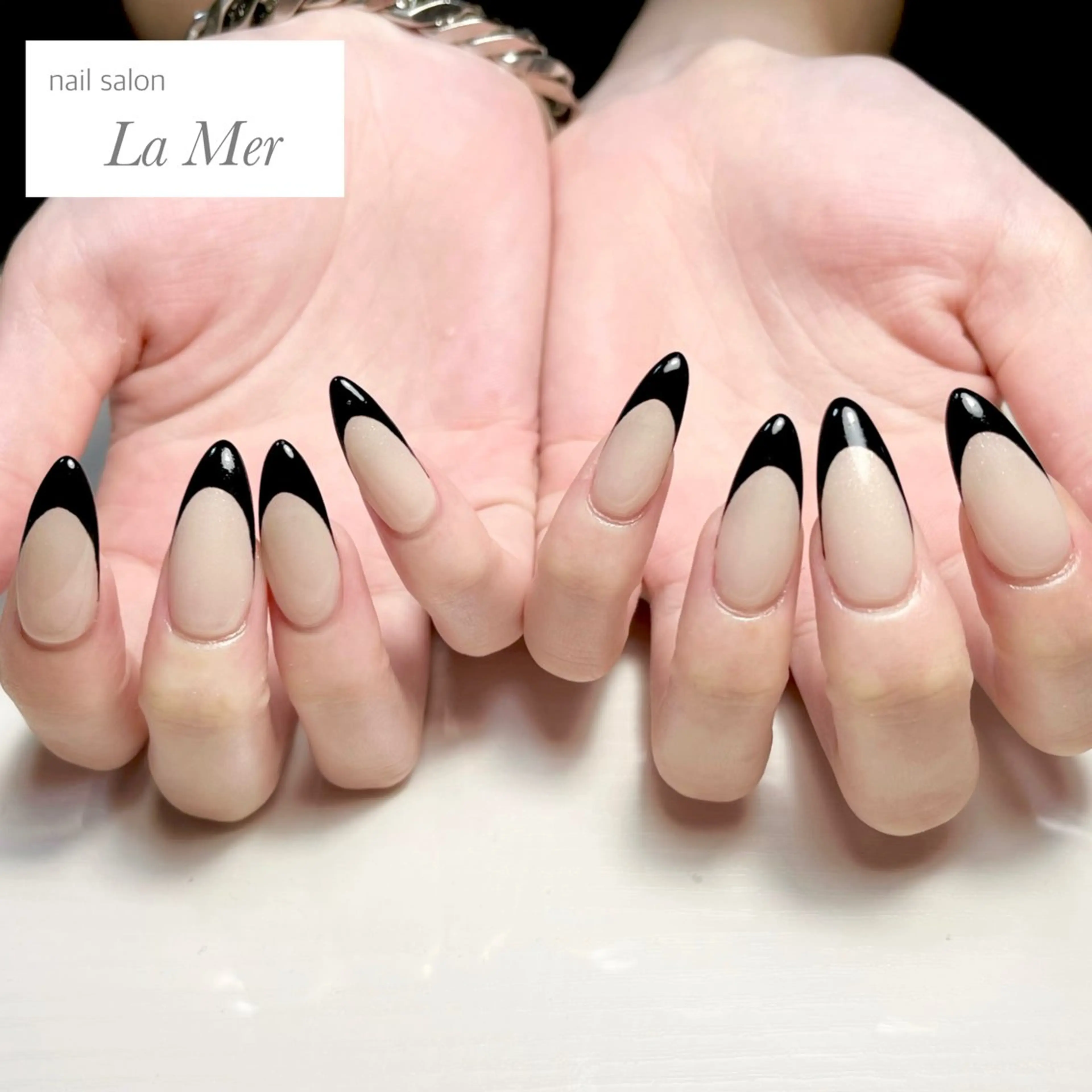 ネイル 長さ出し フレンチネイル ロングネイル 夏ネイル ハンドネイル nailsalon La Merのネイルデザイン