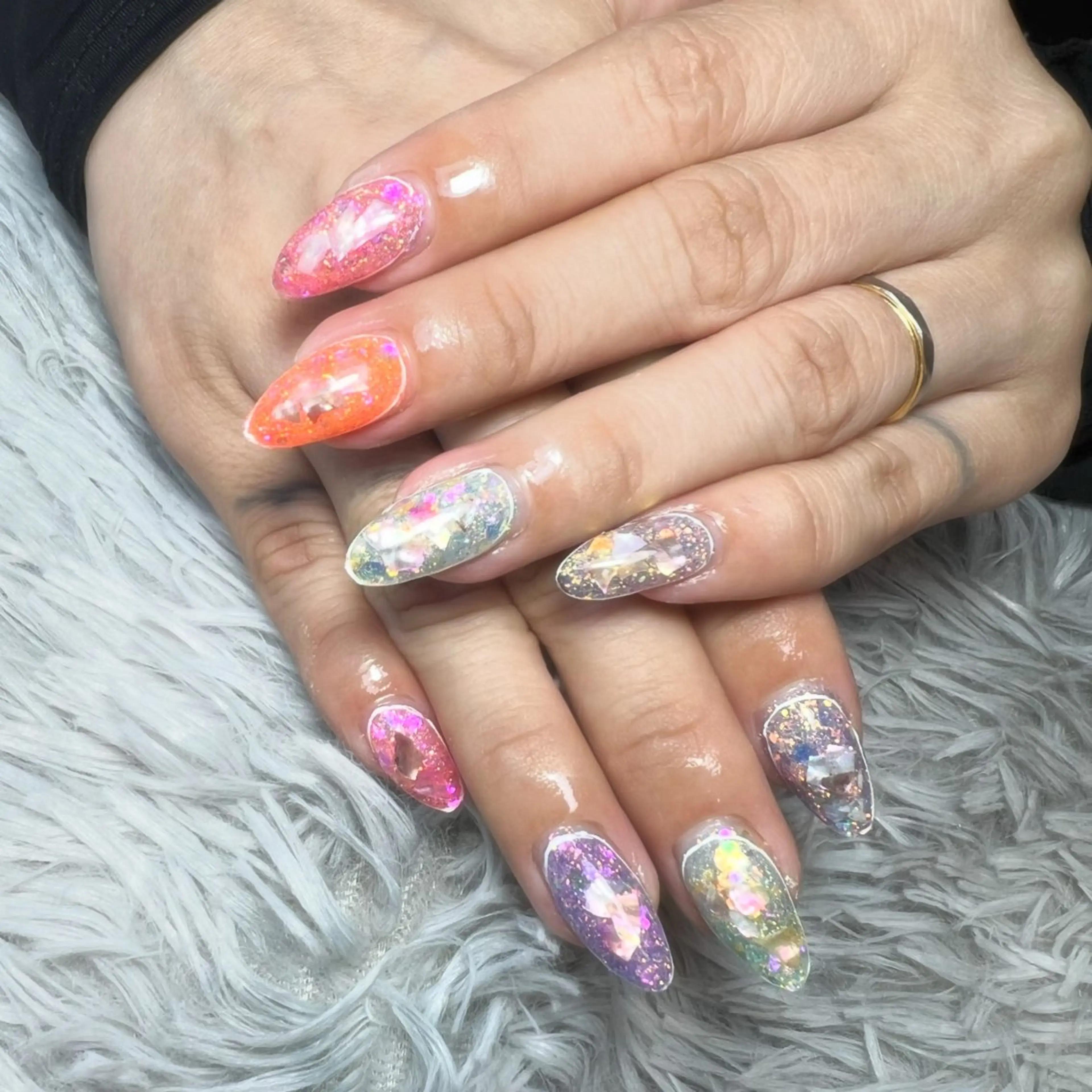 ネイル スカルプネイル 夏ネイル ハンドネイル シェヌネイル JURAのネイルデザイン