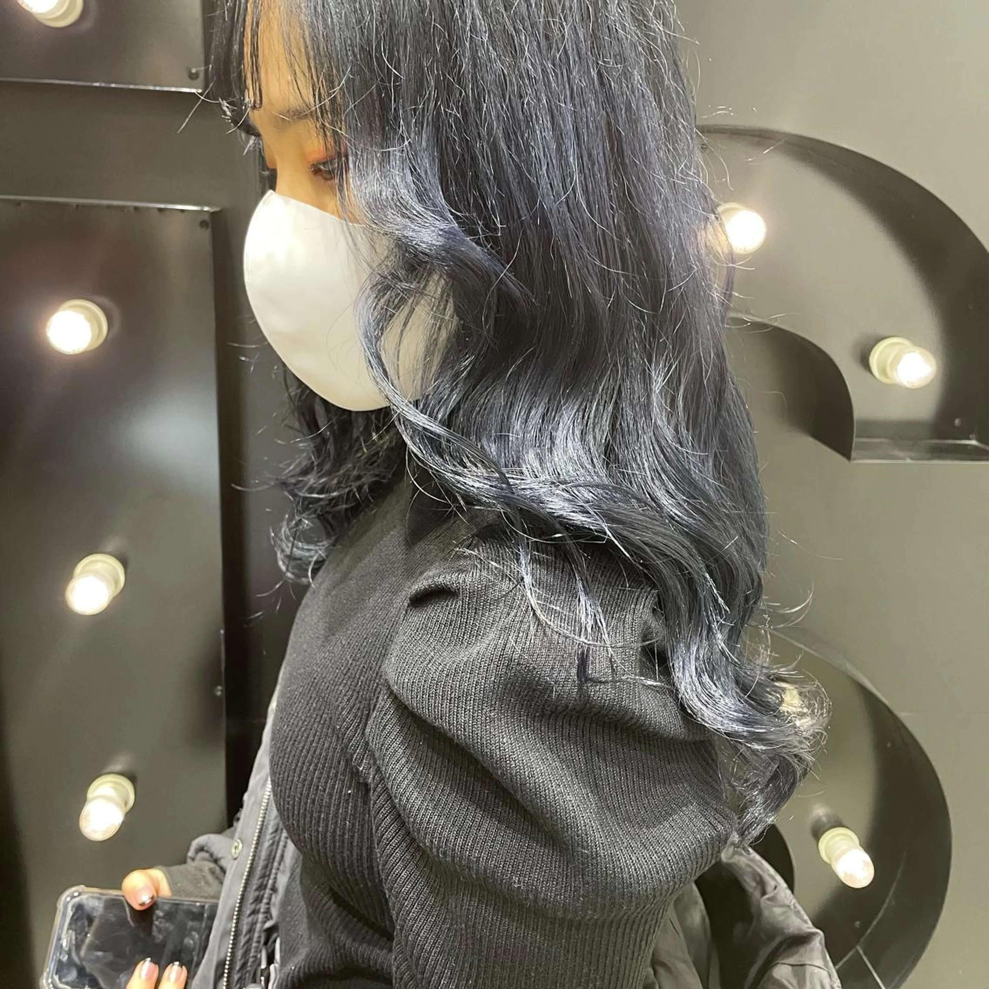 セミロング カラー ネイビーカラー 韓国ヘア🦋 MIYUのヘアスタイル