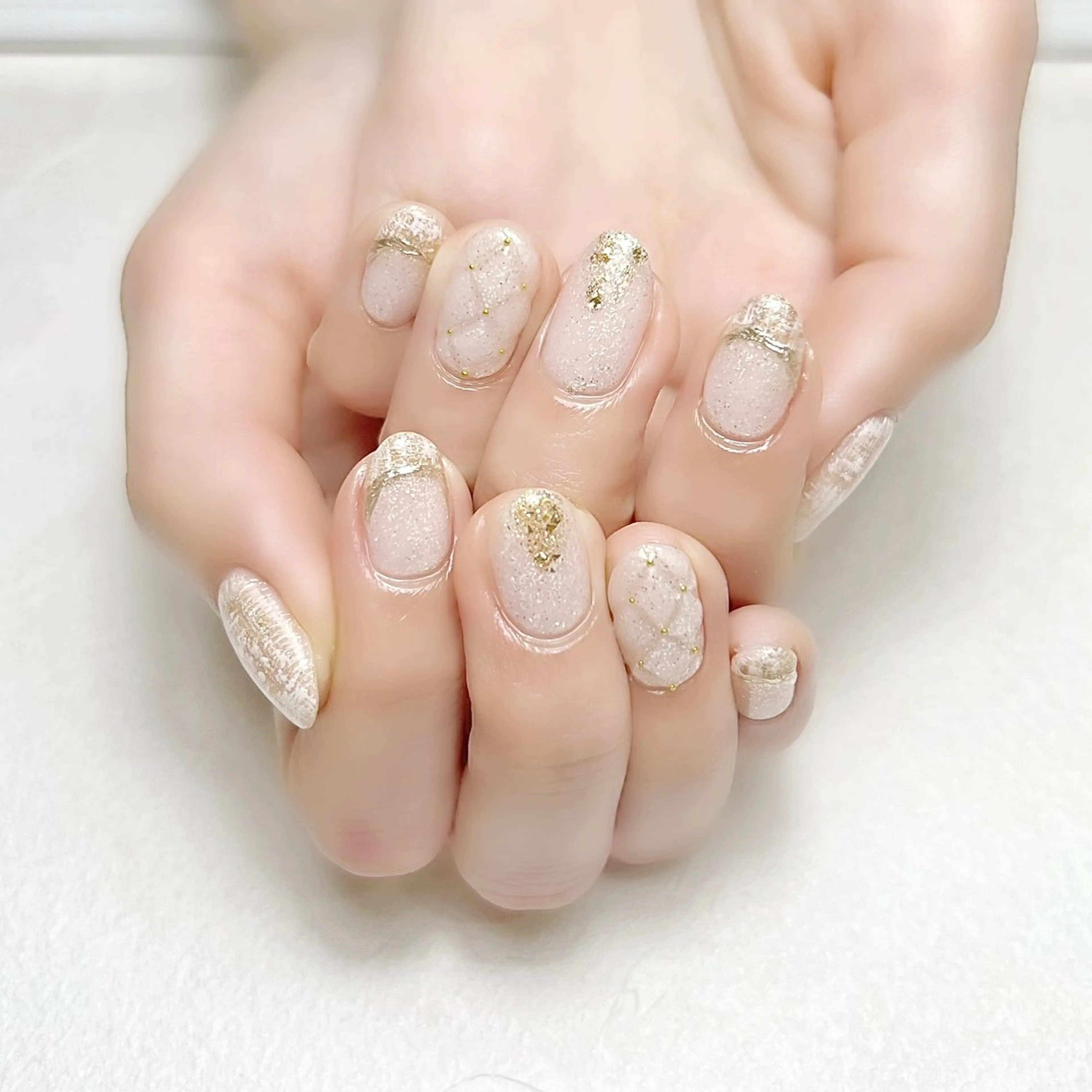 ネイル ガーリー 韓国ネイル ラメ(グリッター) ツイードネイル ワンホンネイル rouse nail RISATOのネイルデザイン