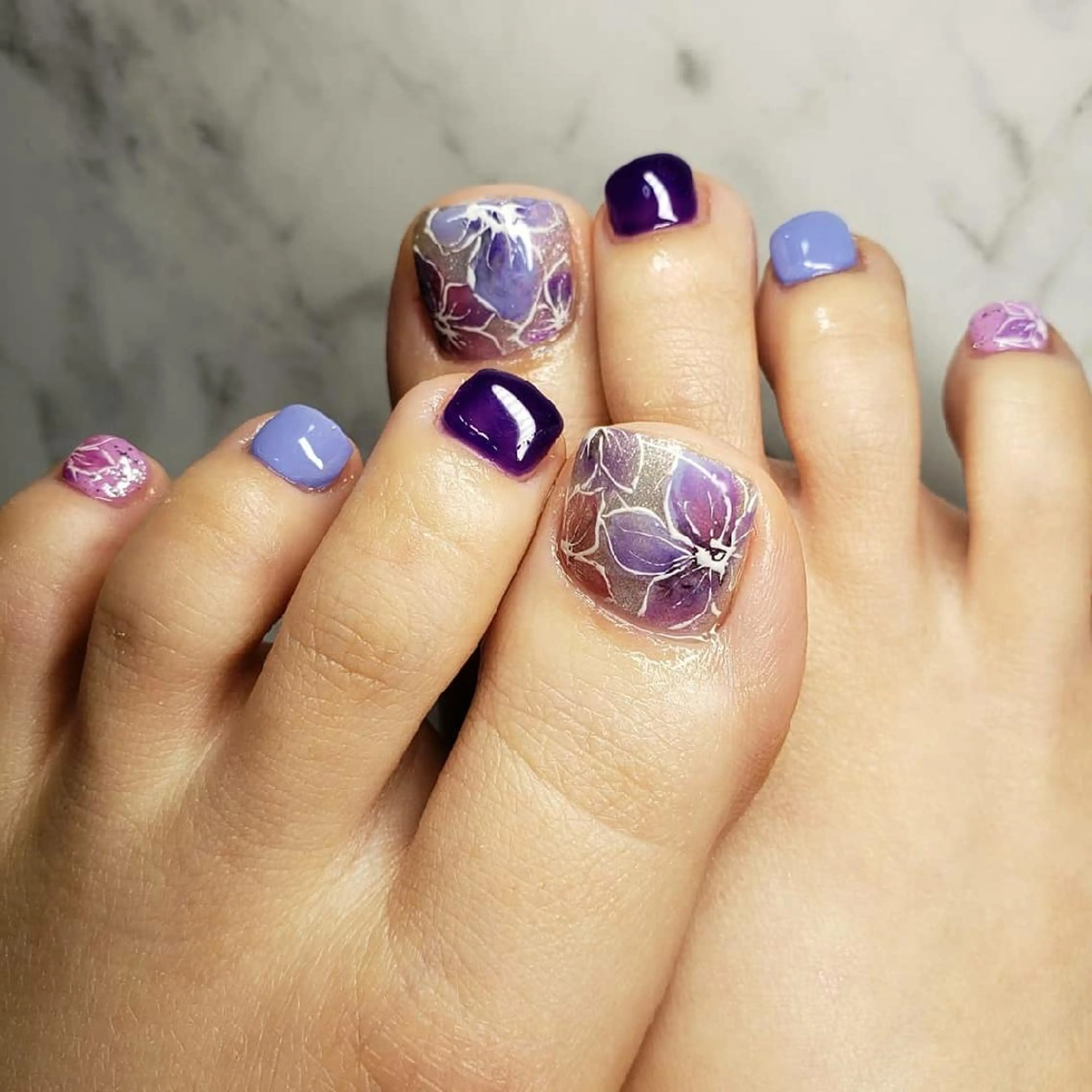 ネイル フットネイル パープル 春ネイル Nail salon Coco所属・Nail salon Coco【溝の口駅】のネイルデザイン