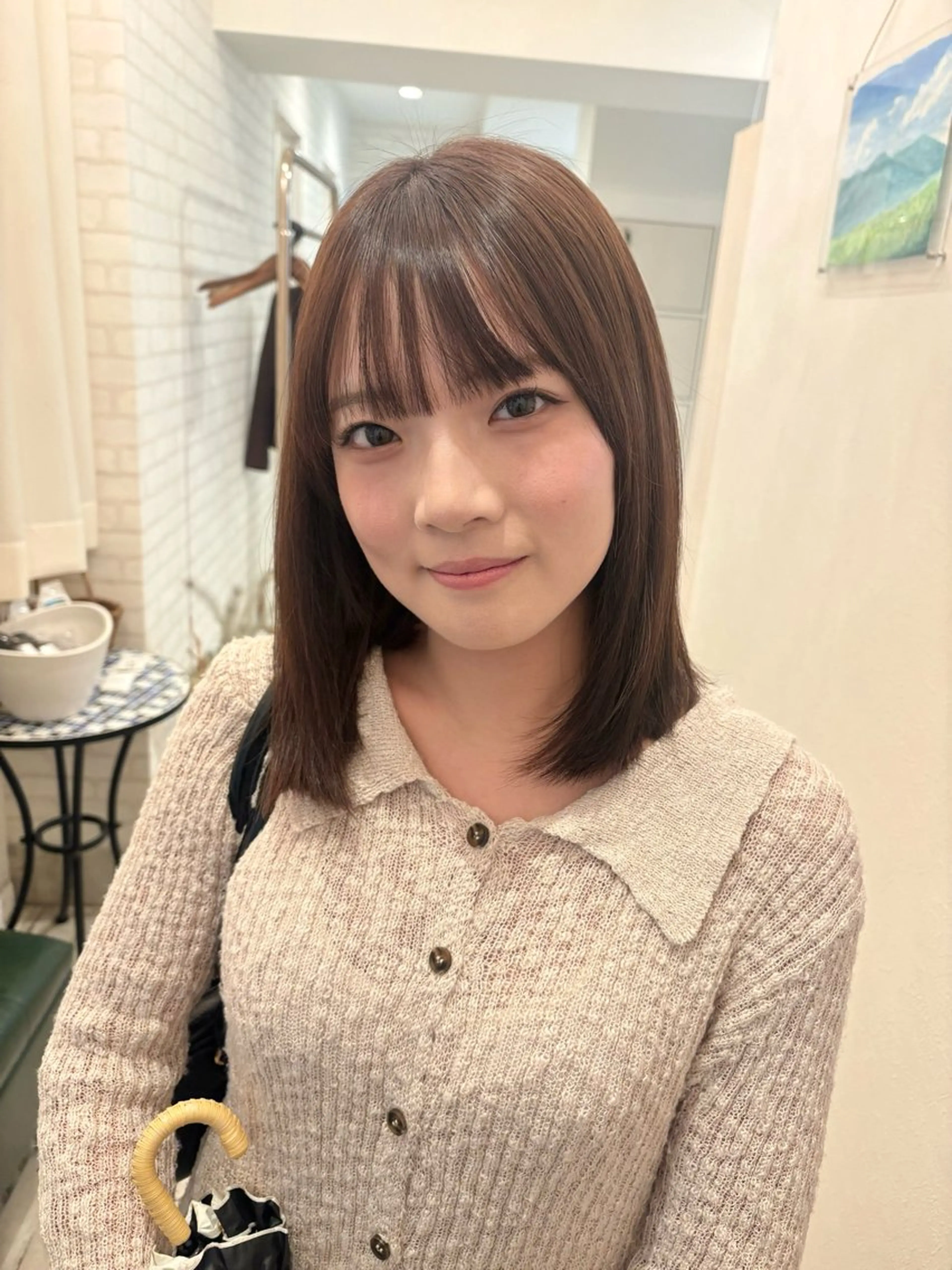 ミディアム 顔周りカット 縮毛矯正 カット 縮毛矯正 透明感/韓国風 HIRARIのヘアスタイル