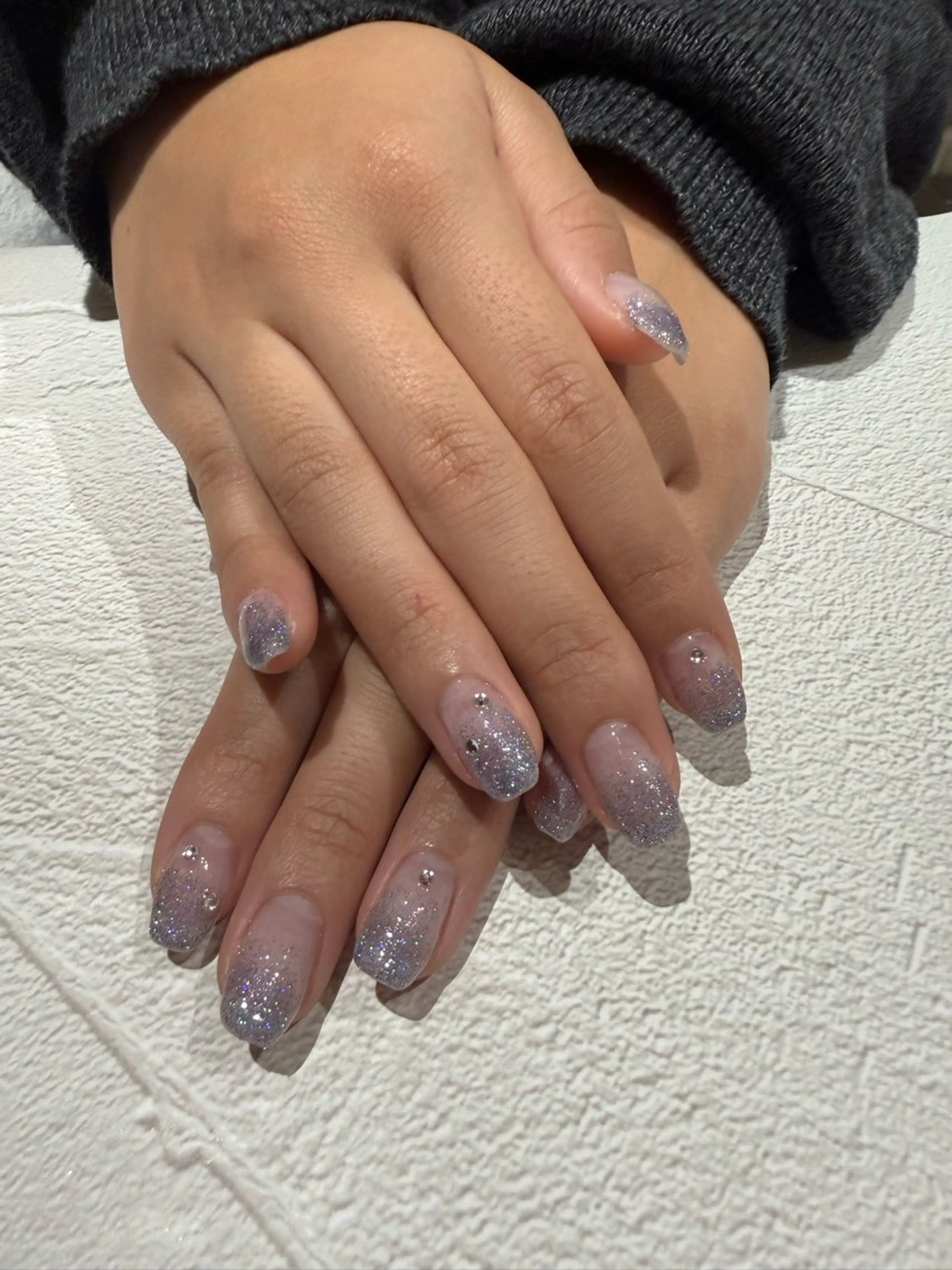 オフなしラメグラデーション(長さ出し、スカルプ、パーツNG)の写真