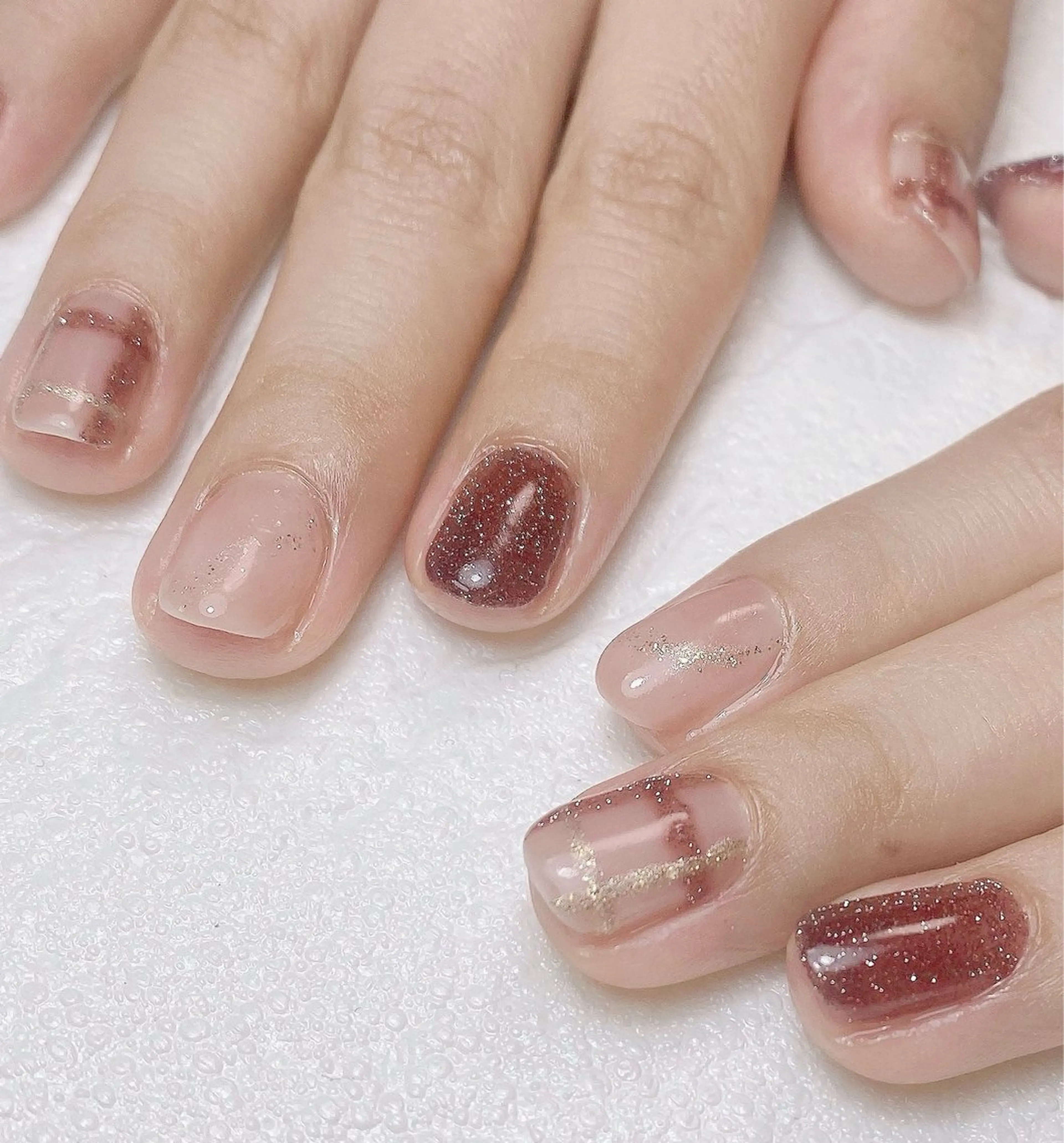 ネイル ブラウン フラッシュネイル 持ち込み ニュアンスネイル Nail Salon K 🧸美爪育成のネイルデザイン