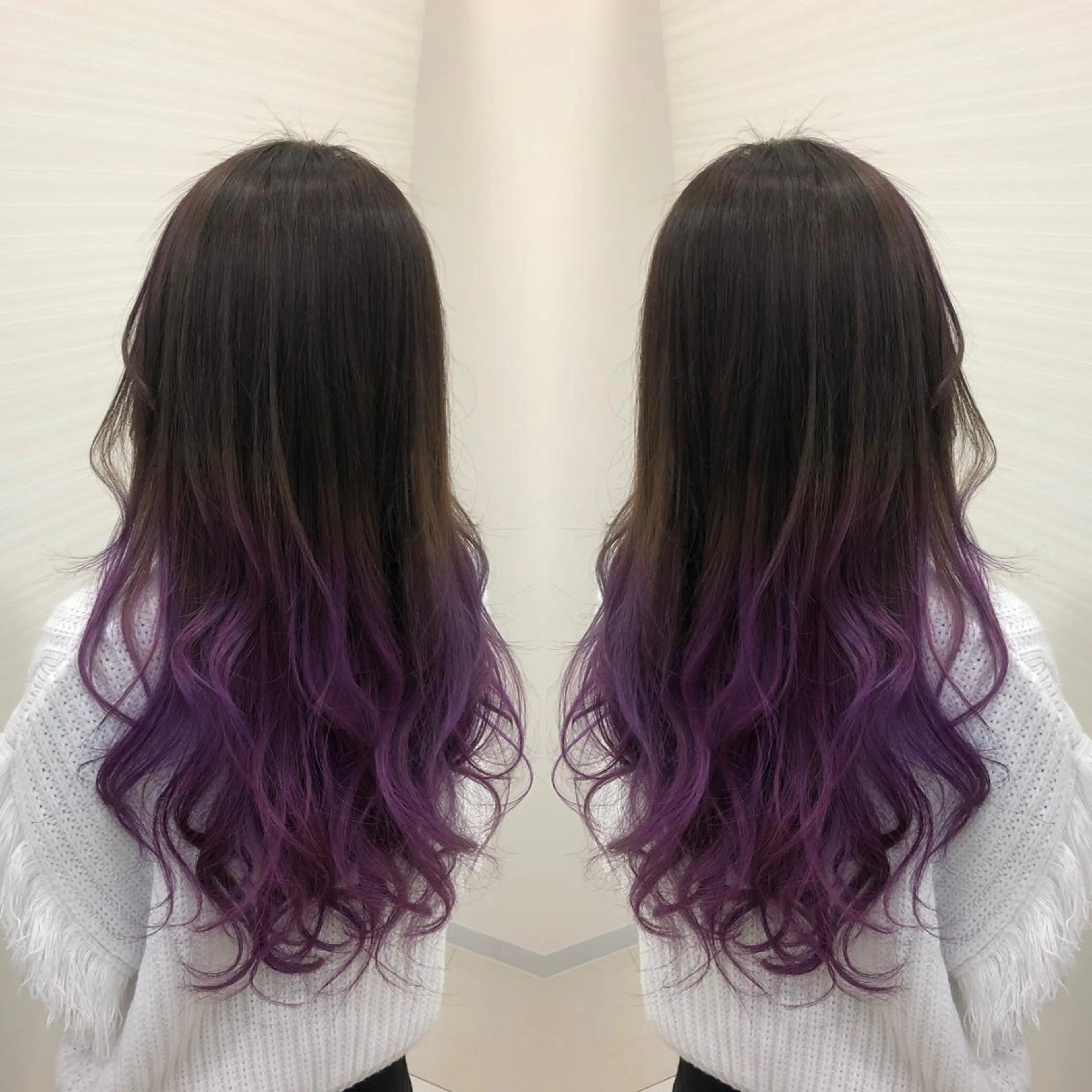 セミロング カラー グラデーションカラー パープルカラー 得能 雅人のヘアスタイル