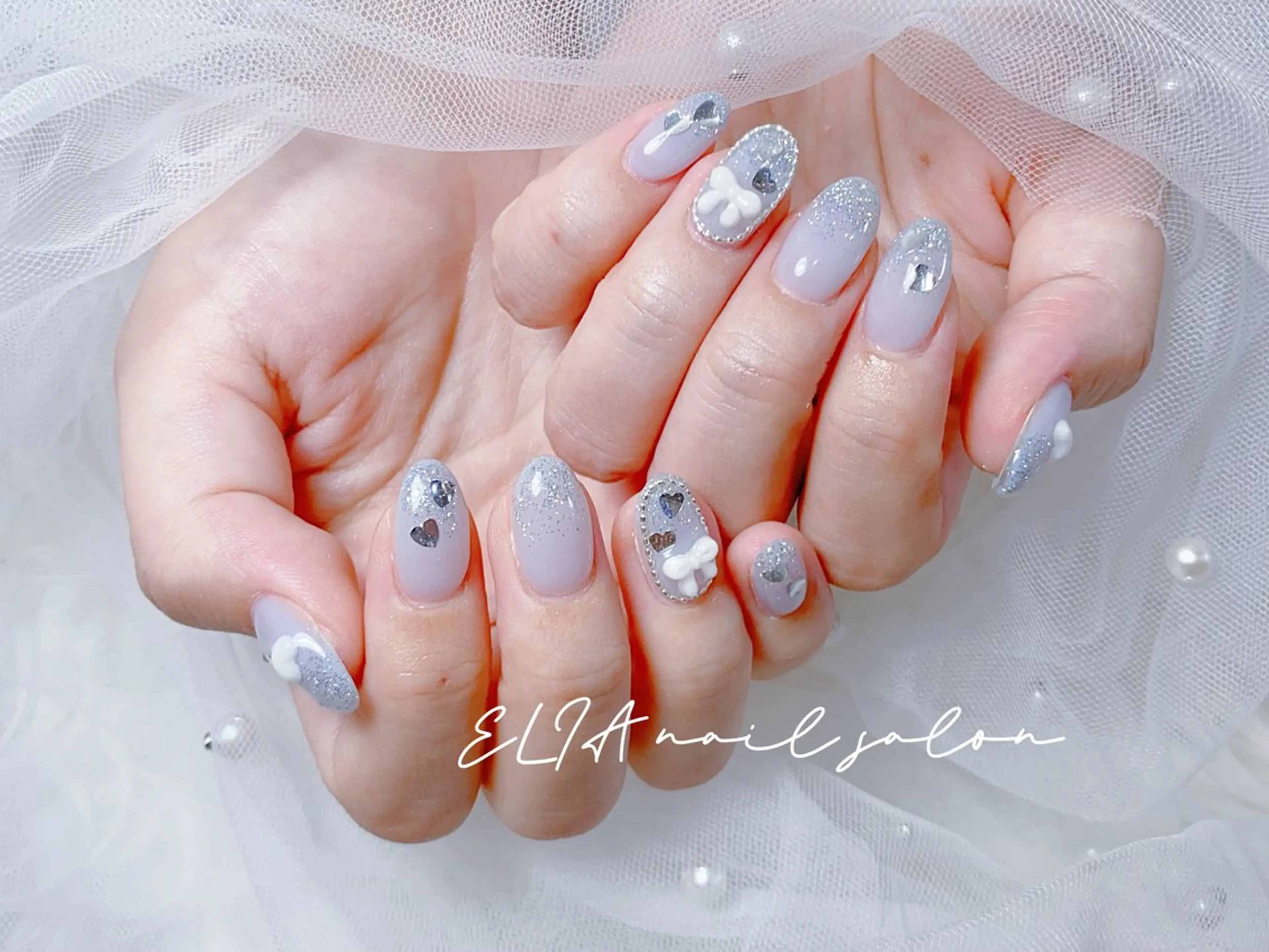 ネイル チークネイル 長さ出し グラデーション ラメ(グリッター) ラメグラデーション cici nailのネイルデザイン