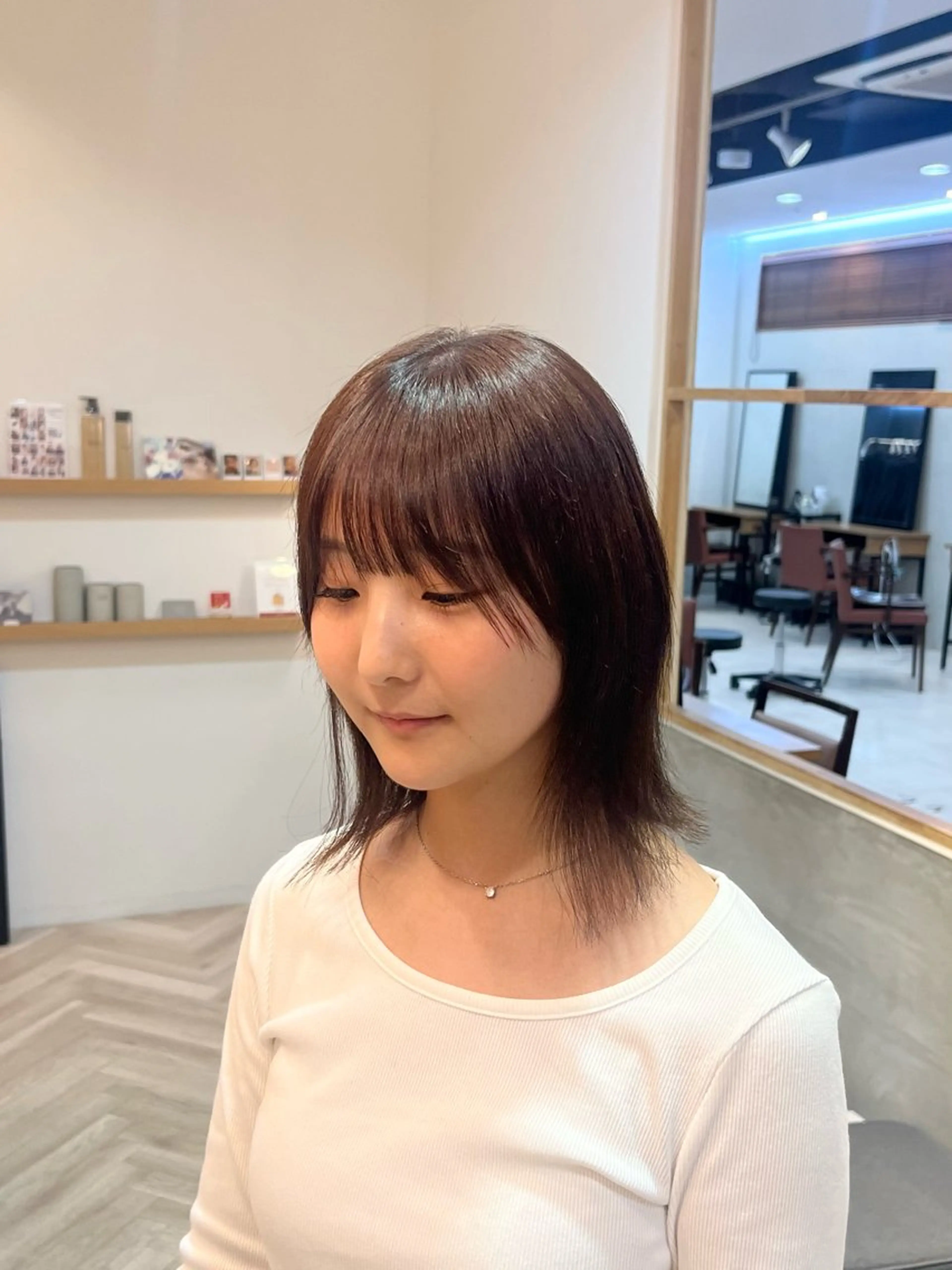 ミディアム カラー 透明感カラー ヘアカラー トリートメント 艶カラー/透明感 /ヒグチアオイのヘアスタイル
