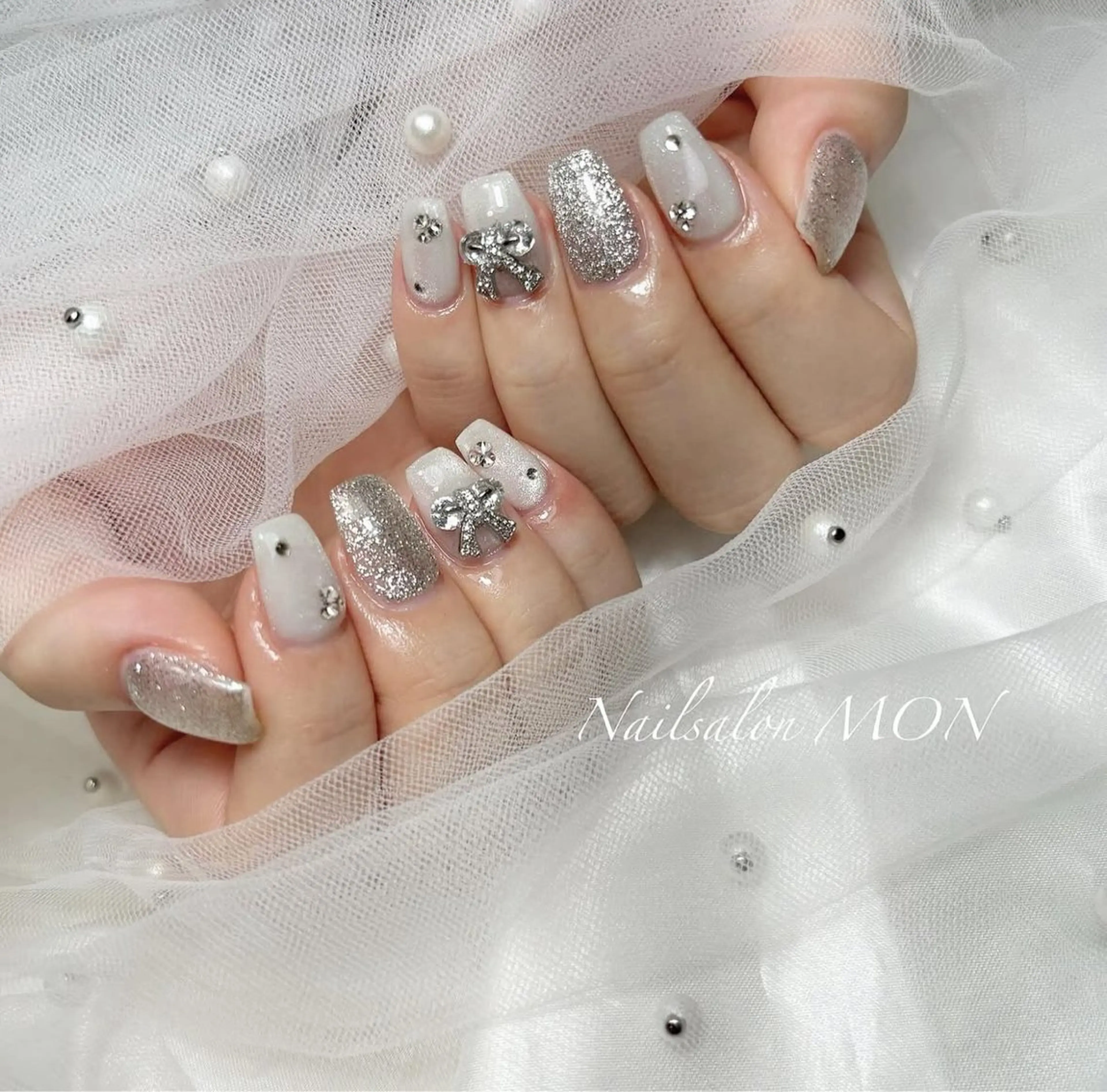 ネイル マグネットネイル ストーンネイル ハンドネイル Nailsalon MONのネイルデザイン