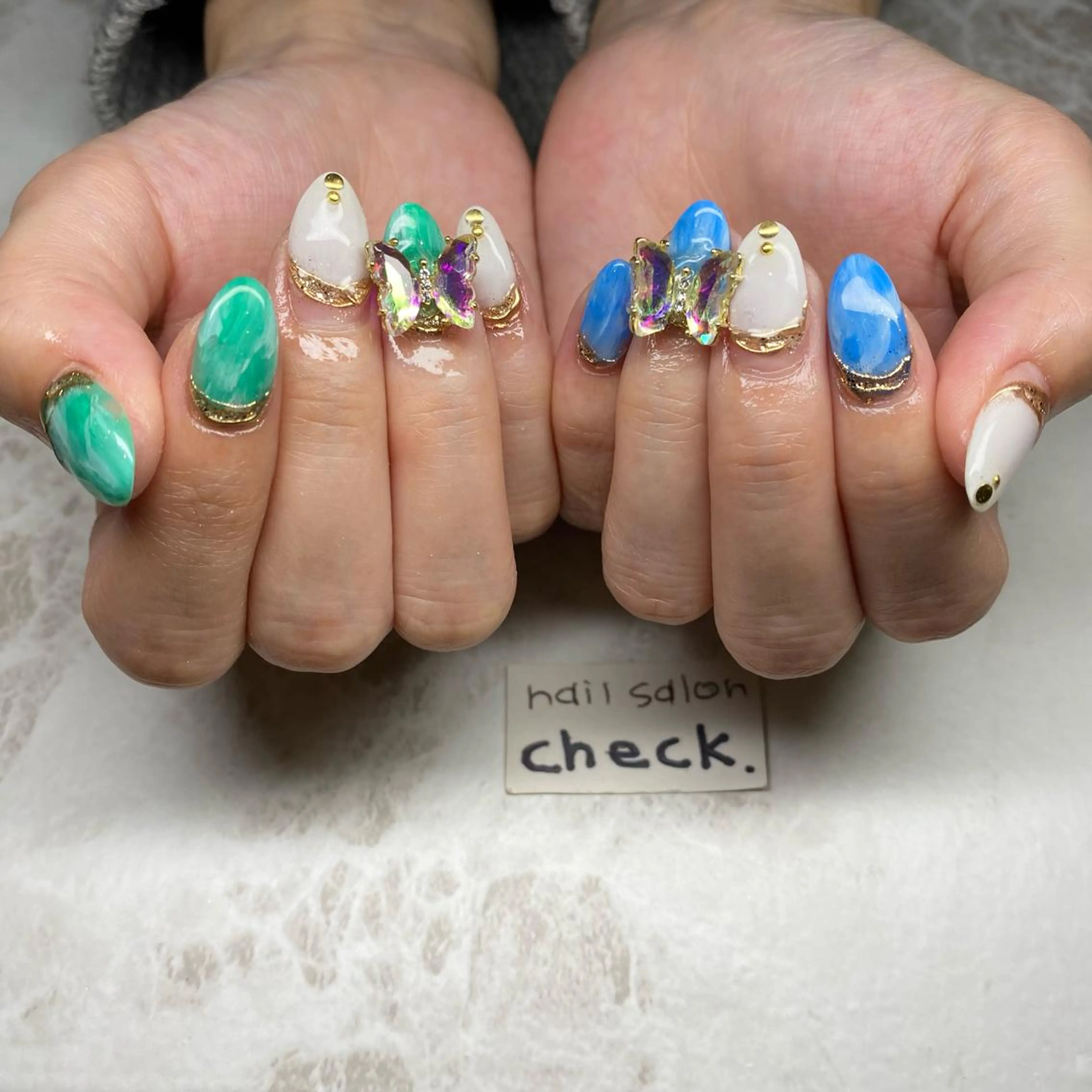 ネイル アートネイル ニュアンスネイル スカルプネイル 春ネイル 夏ネイル ハンドネイル ーCHECKー ちあきのネイルデザイン