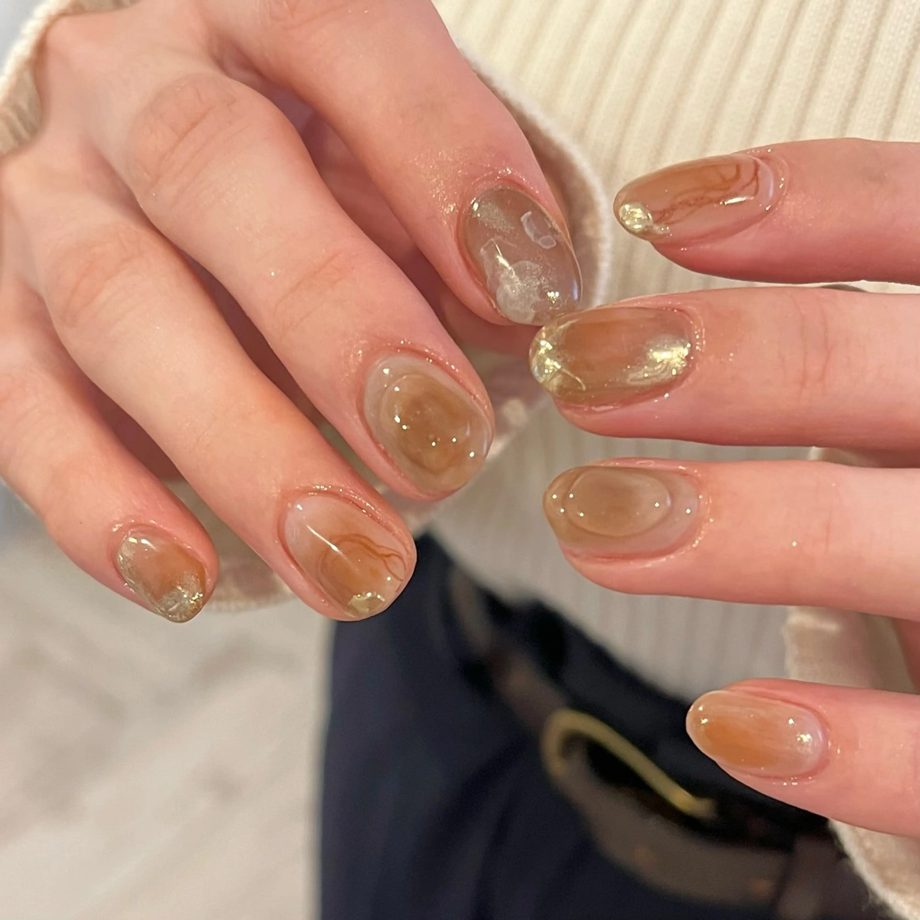 ネイル ブラウン CLUTCH 阿倍野 いけだのネイルデザイン