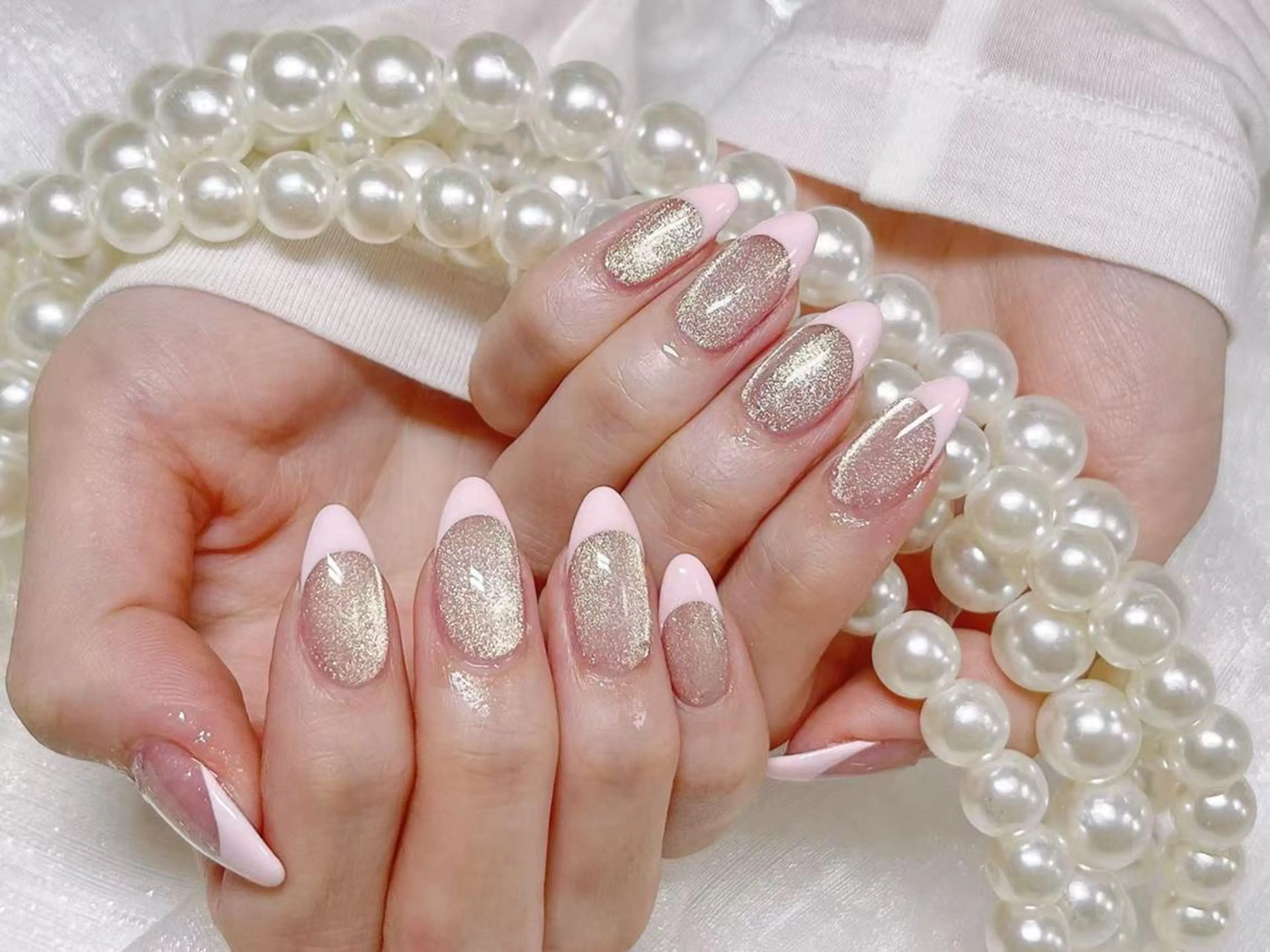 ネイル アートネイル クリアネイル 成人式 長さ出し フラッシュネイル ハンドネイル Ru na🍳のネイルデザイン