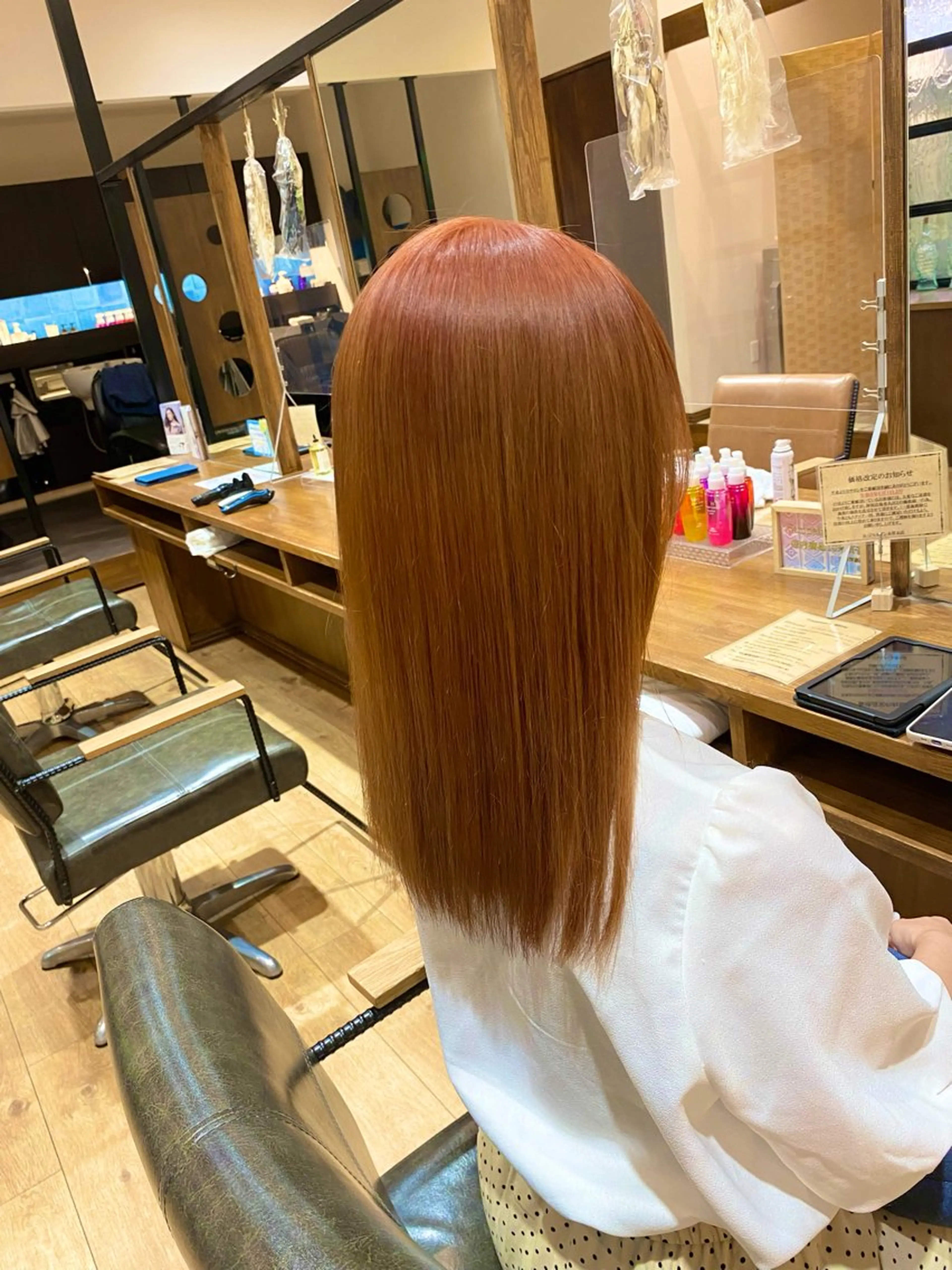 ロング カラー ベージュカラー オレンジ オレンジベージュ ピンクカラー 暖色系カラー まおのヘアスタイル