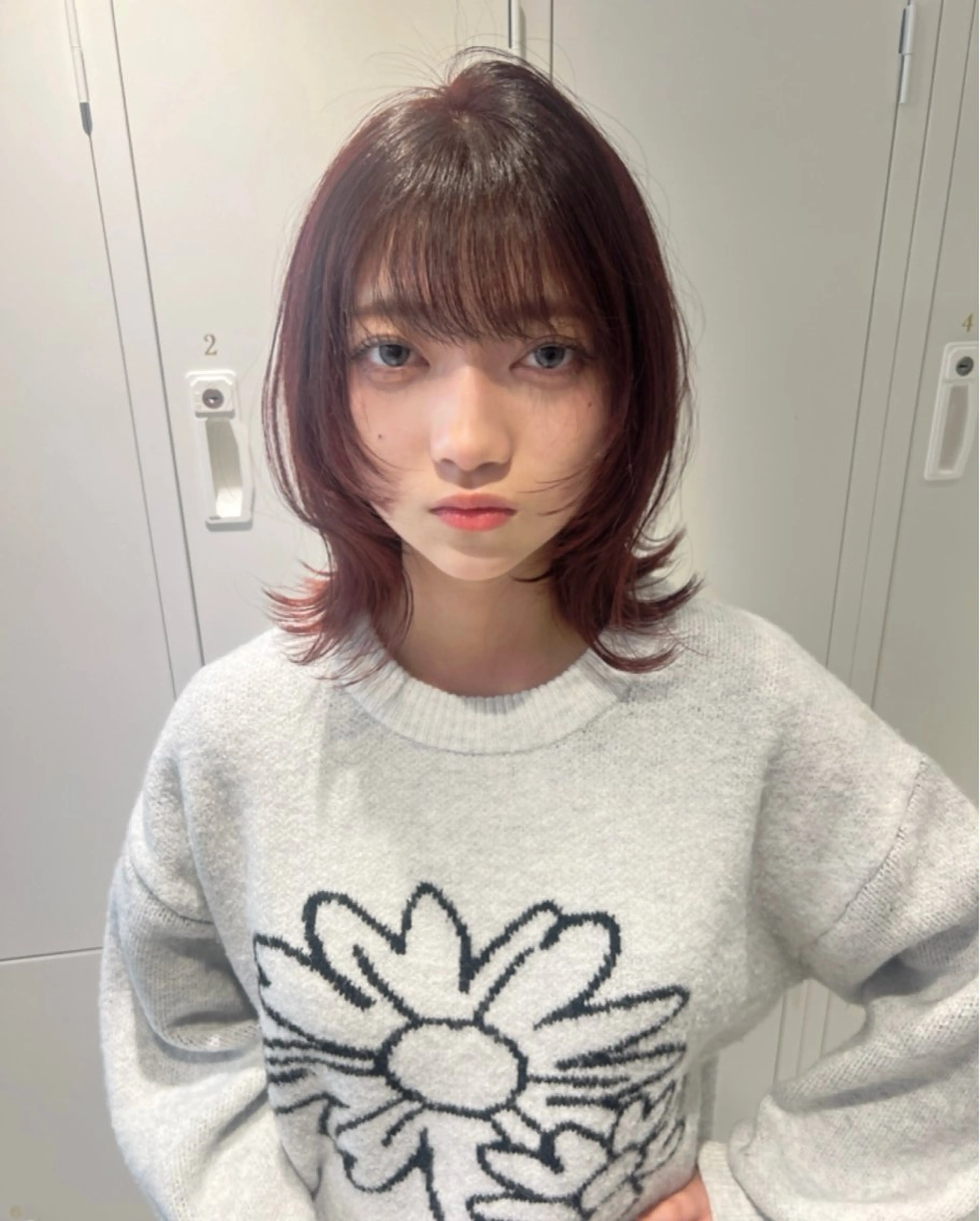 ミディアム カット ヘアカラー トリートメント ブリーチ/ウルフ ハッシュカット/石山のヘアスタイル