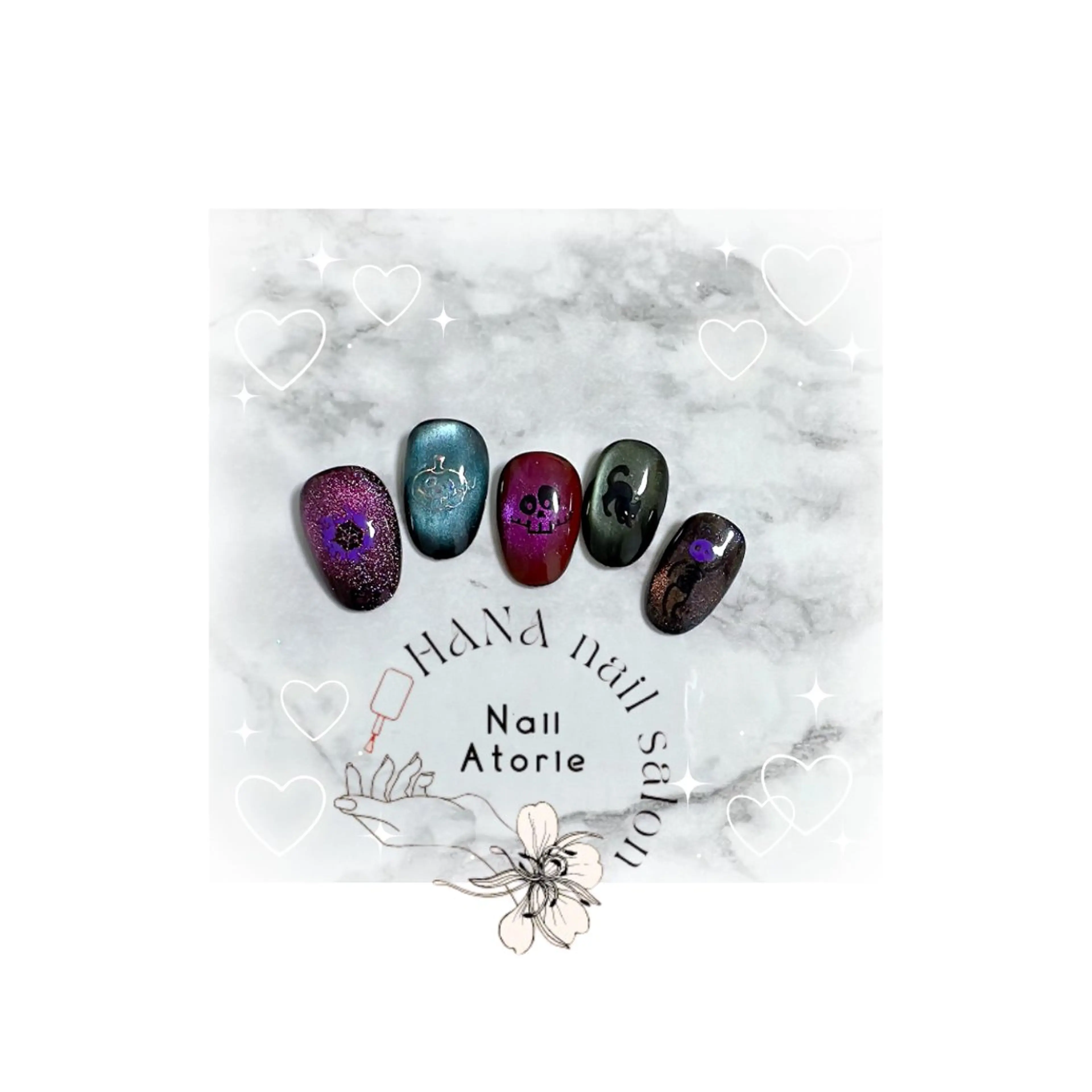 ネイル ハロウィン マグネットネイル ハンドネイル HaNA 　nail salonのネイルデザイン