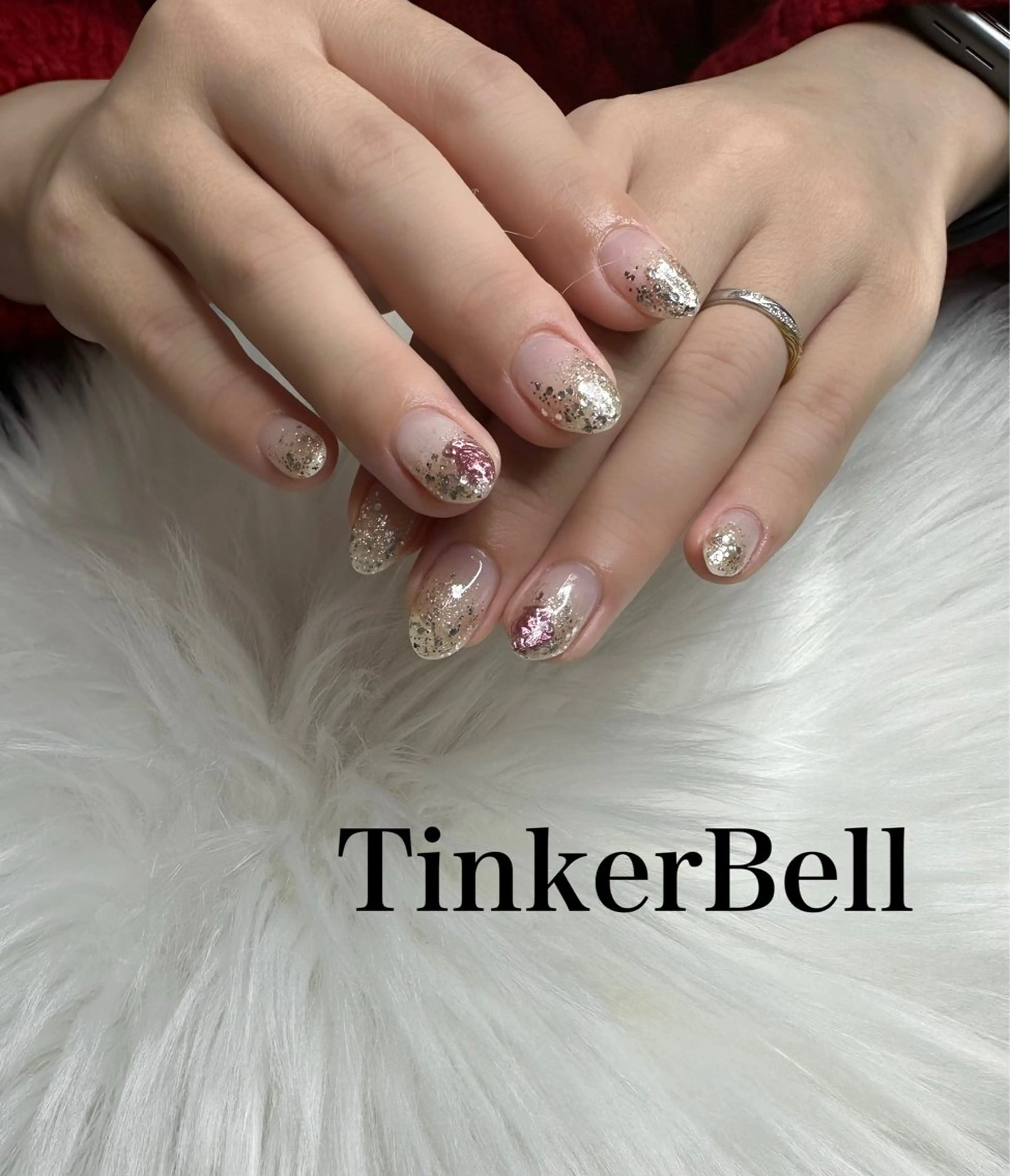 ネイル ホワイト ハンドネイル Tinker Bellのネイルデザイン