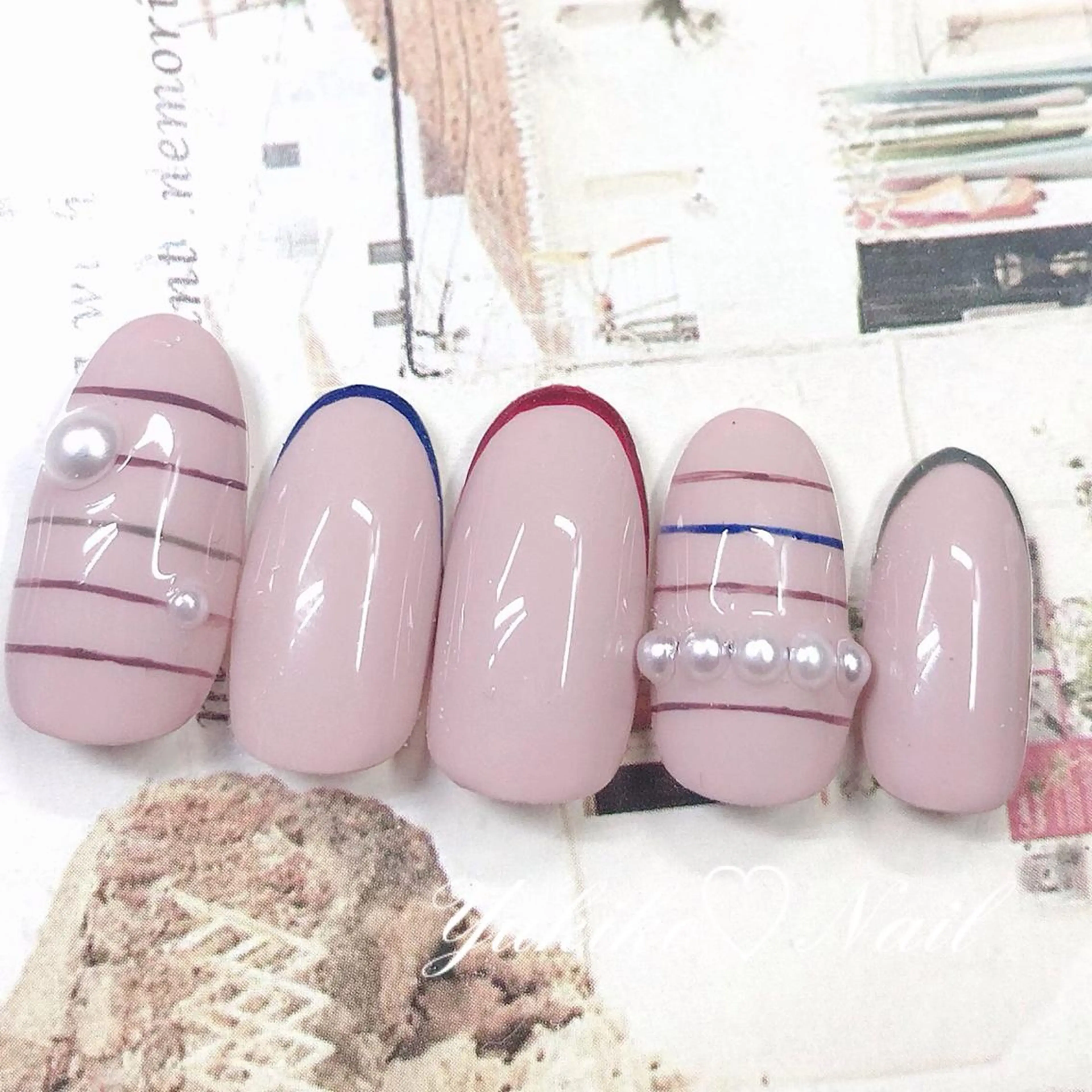 ネイル ボーダー ハンドネイル ユキコ ネイルのネイルデザイン