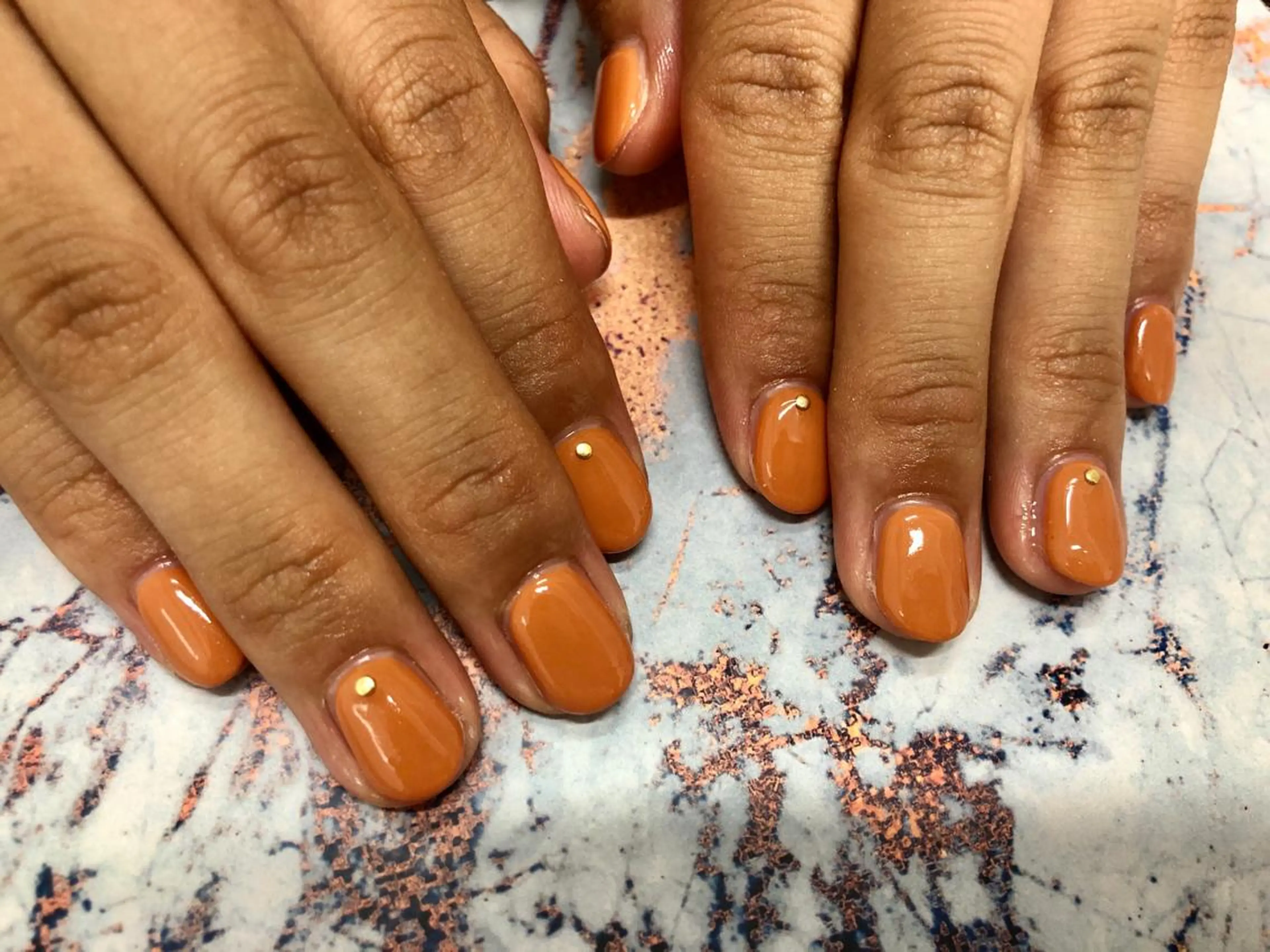 ネイル オレンジ ハンドネイル Mogu nail 二子玉川のネイルデザイン