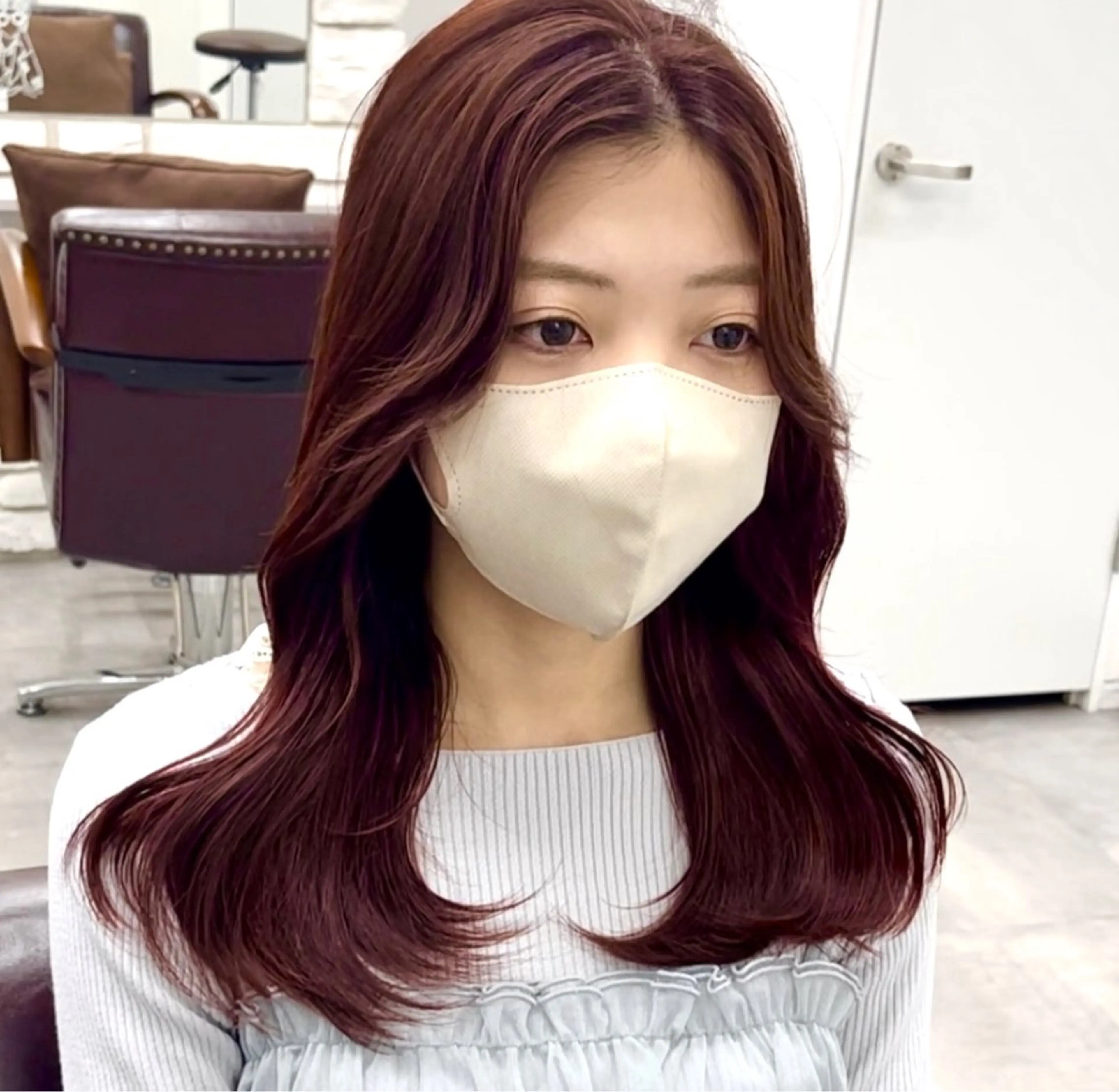 ロング カラー レッドカラー カット ヘアカラー トリートメント 天王寺髪質改善なら よしみさん✨のヘアスタイル