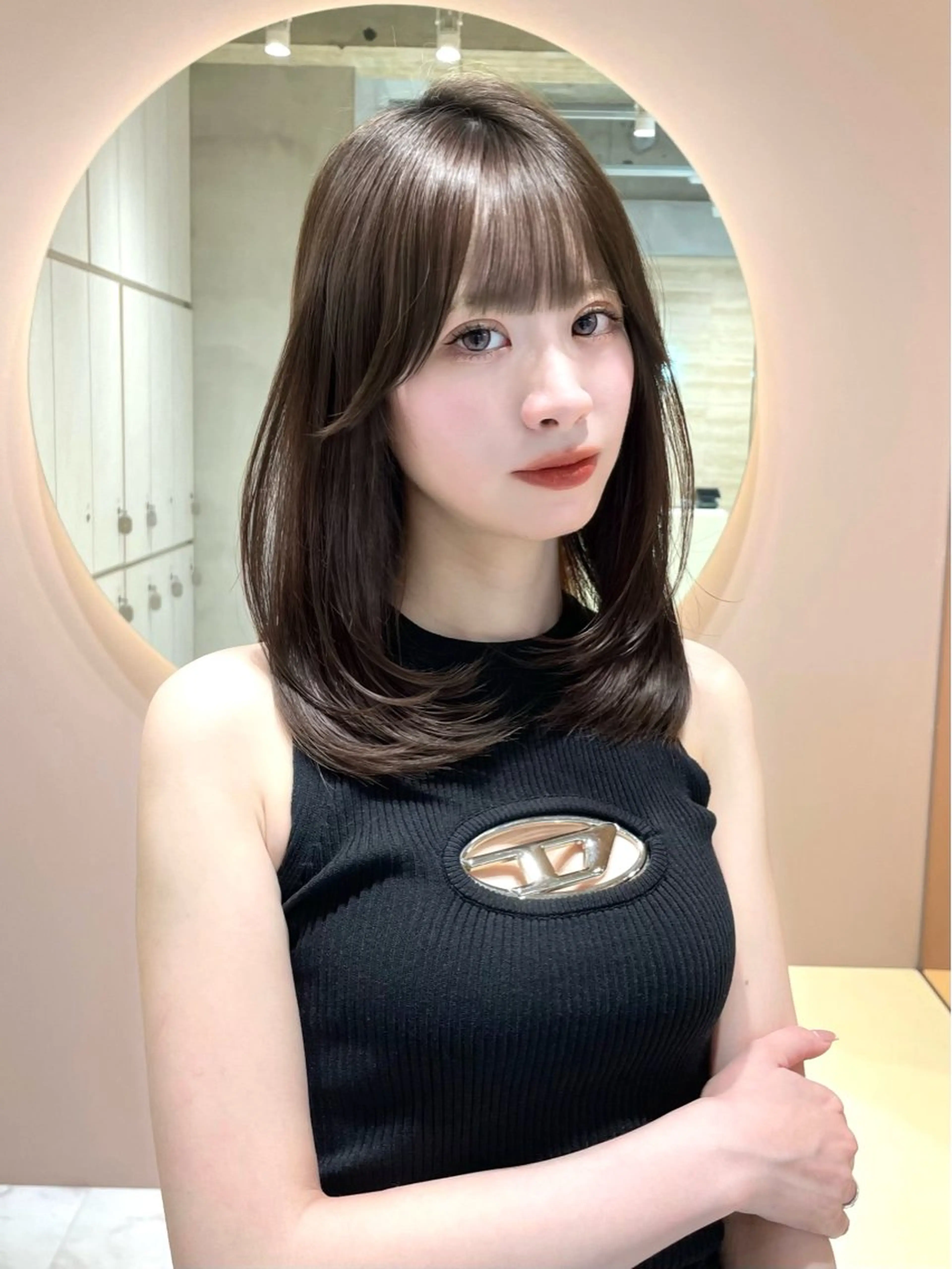 ミディアム カラー カット ヘアカラー トリートメント 美髪矯正 ブリーチな しダブル🍒❤ゆうきのヘアスタイル