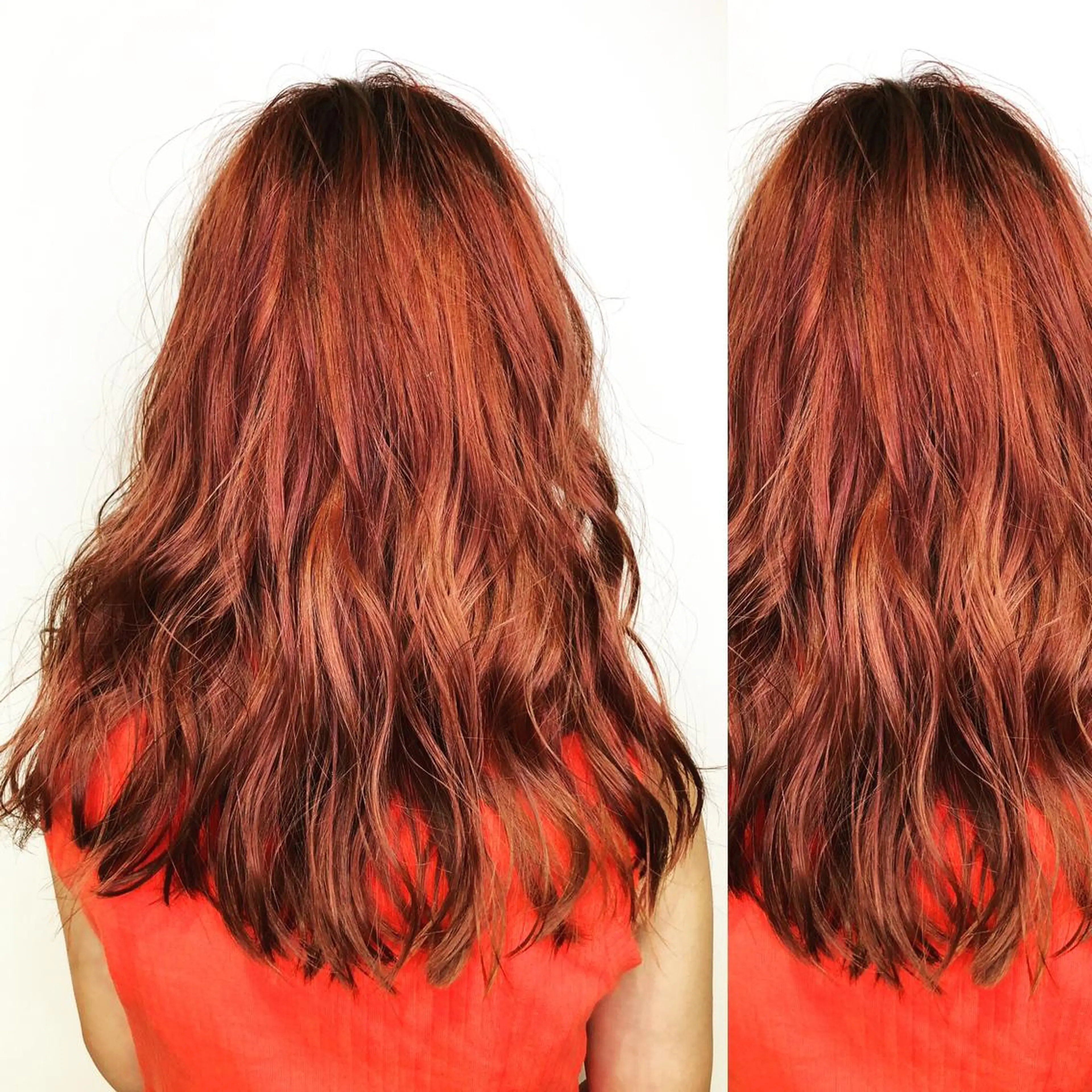 セミロング カラー オレンジ メンズヘア特化 崎田 成人のヘアスタイル